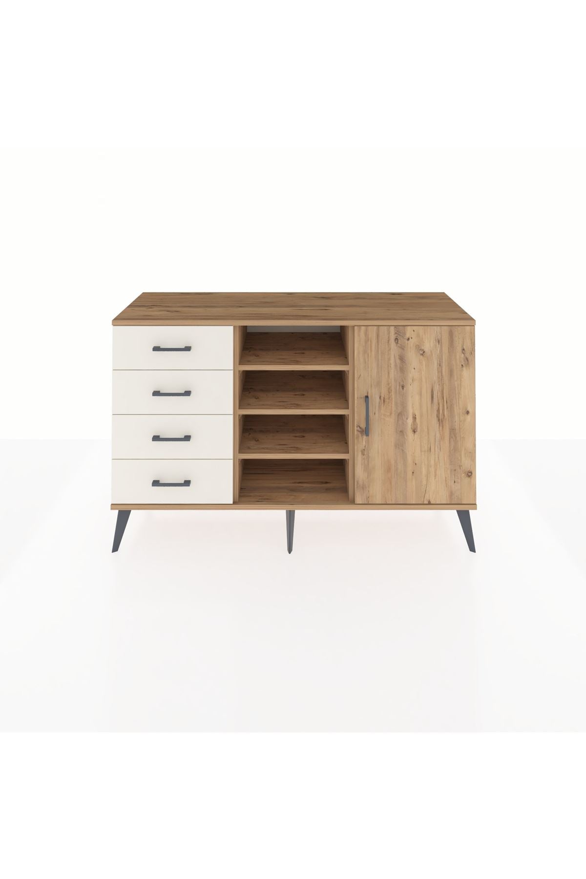 Kronos Konsol 4 Raflı 4 Çekmeceli Tek Kapaklı 132x59x83 - S606M027V19C