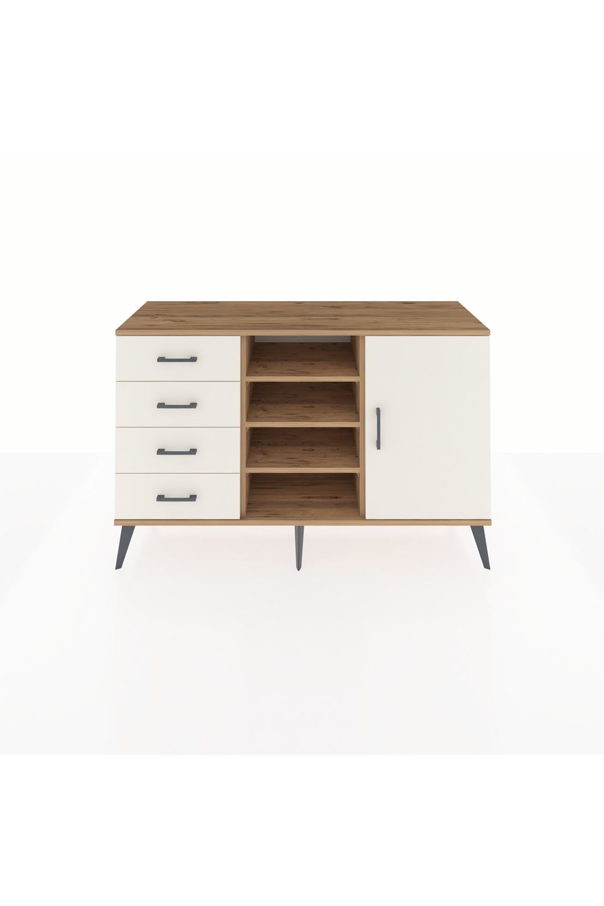 Kronos Konsol 4 Raflı 4 Çekmeceli Tek Kapaklı 132x59x83 - S606M027V22C