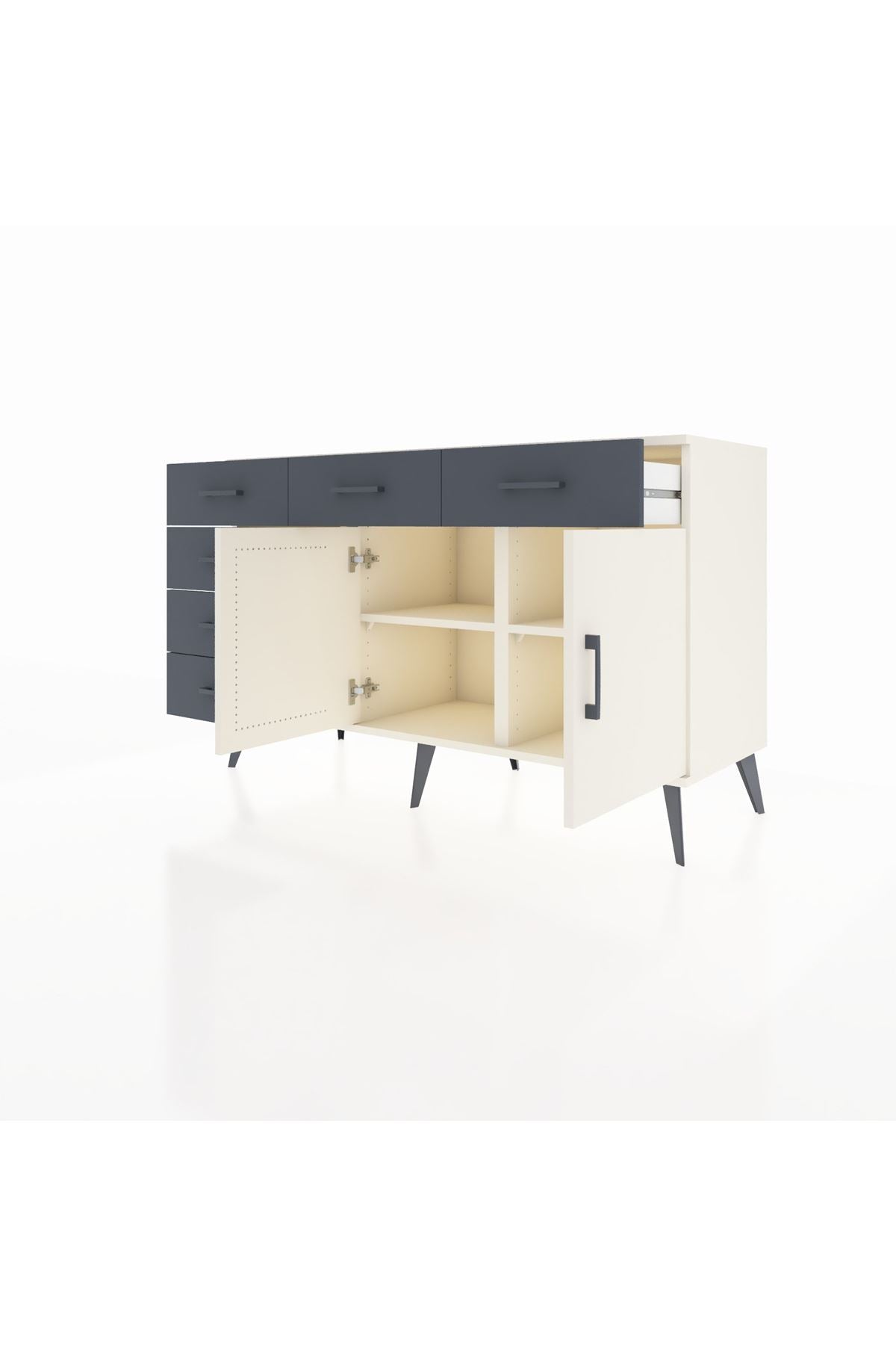 Kronos Konsol 2 Raflı 6 Çekmeceli 2 Kapaklı 132x59x83 - S606M028V05C