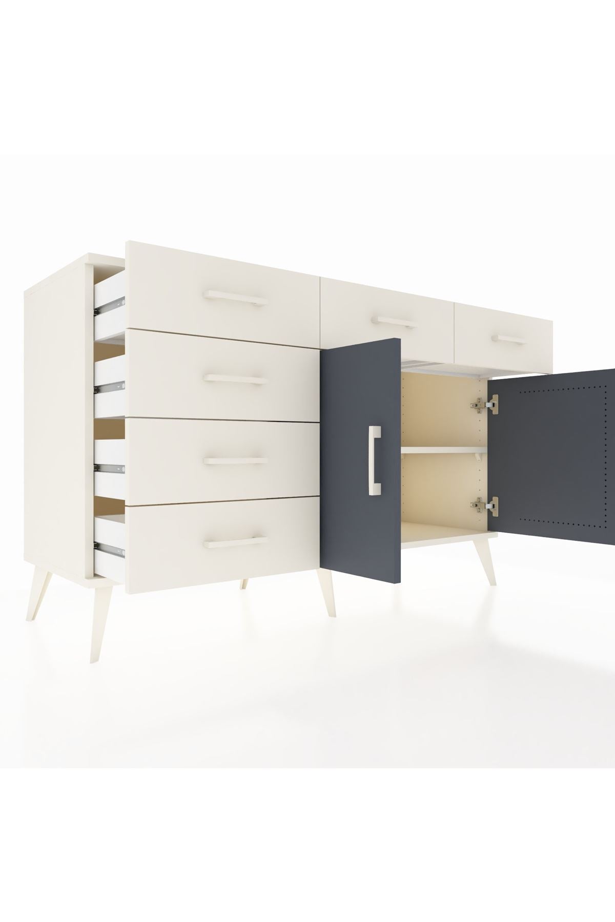 Kronos Konsol 2 Raflı 6 Çekmeceli 2 Kapaklı 132x59x83 - S606M028V07C