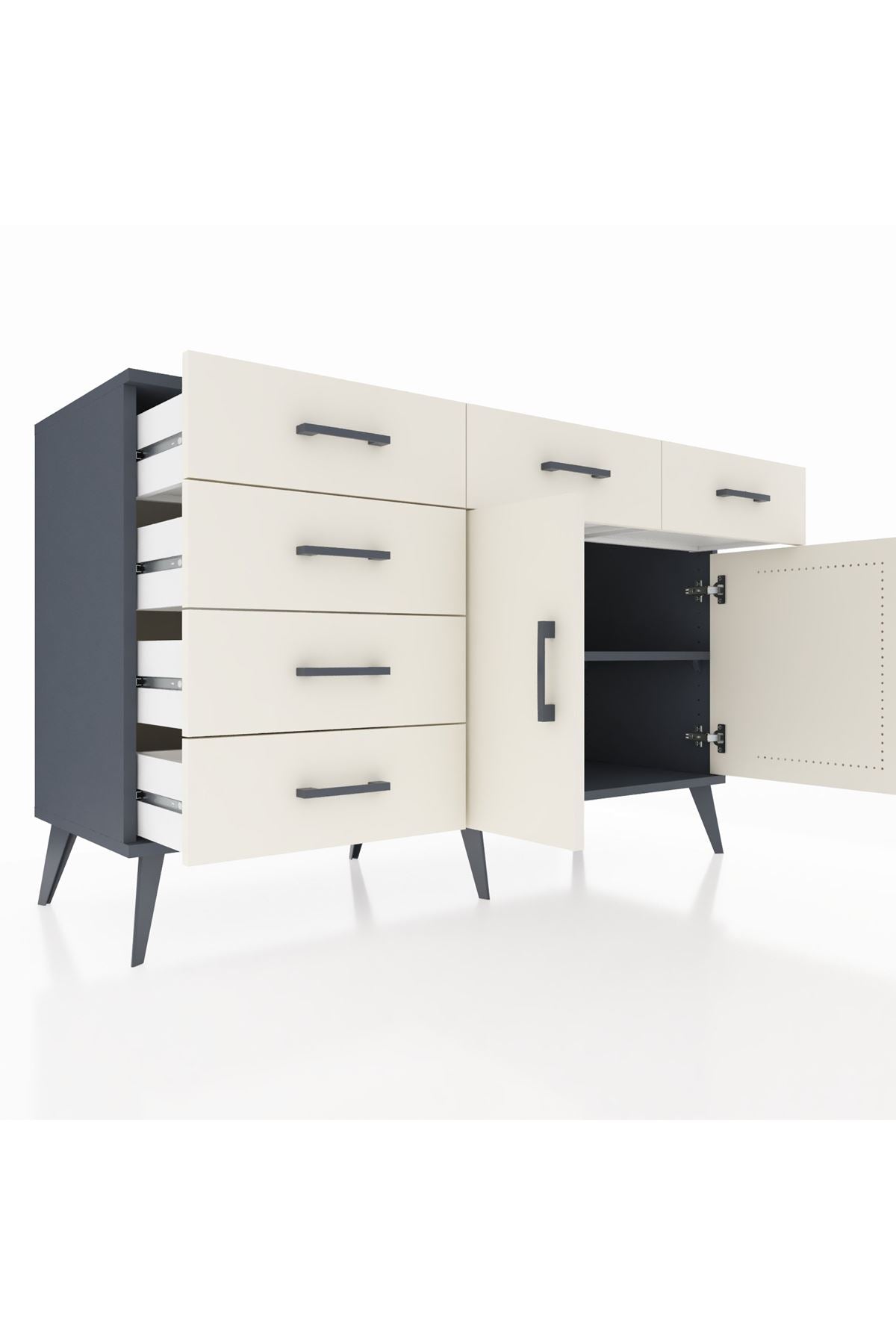 Kronos Konsol 2 Raflı 6 Çekmeceli 2 Kapaklı 132x59x83 - S606M028V13C