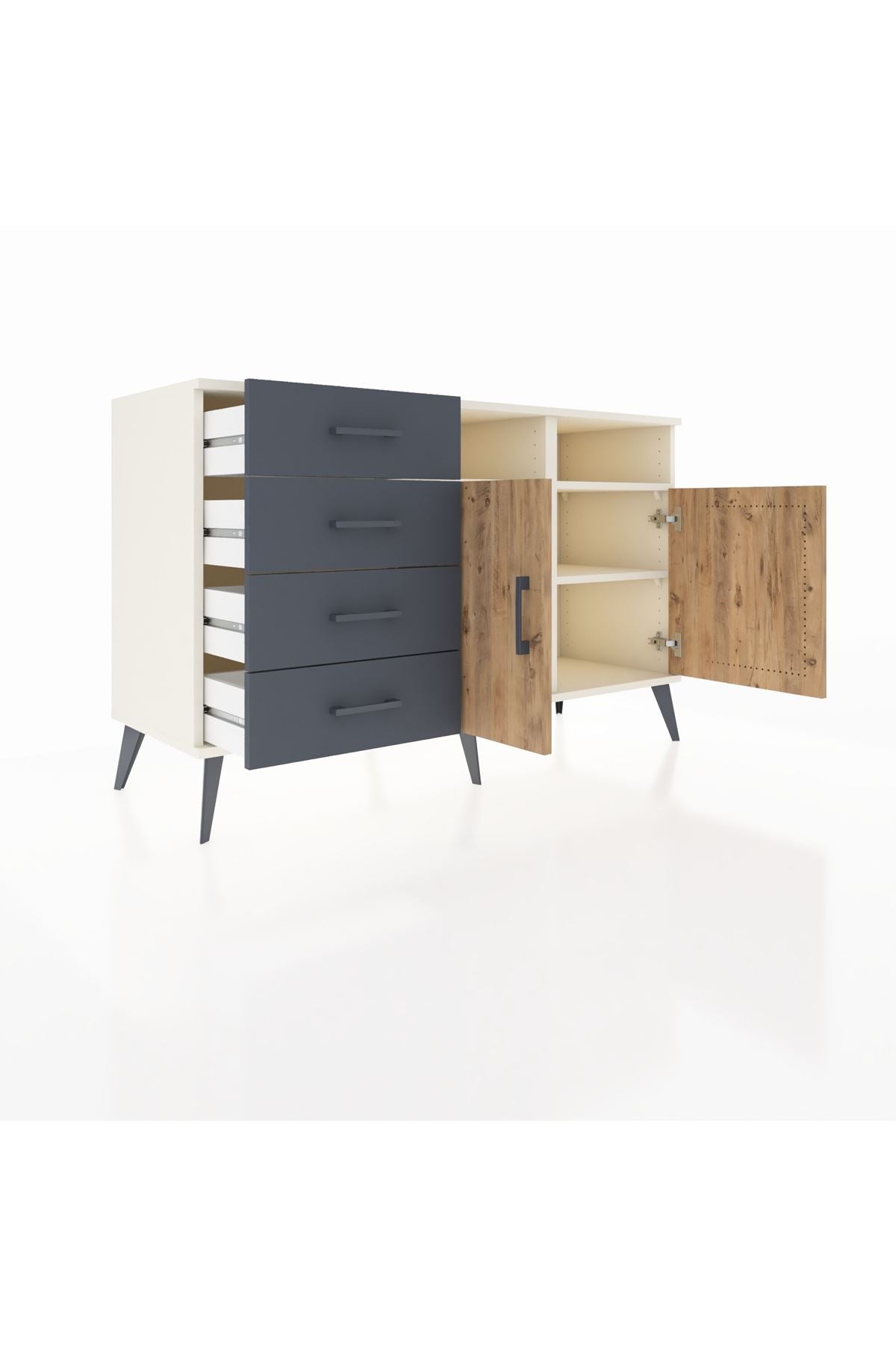 Kronos Konsol 4 Raflı 4 Çekmeceli 2 Kapaklı 132x59x83 - S606M029V02C