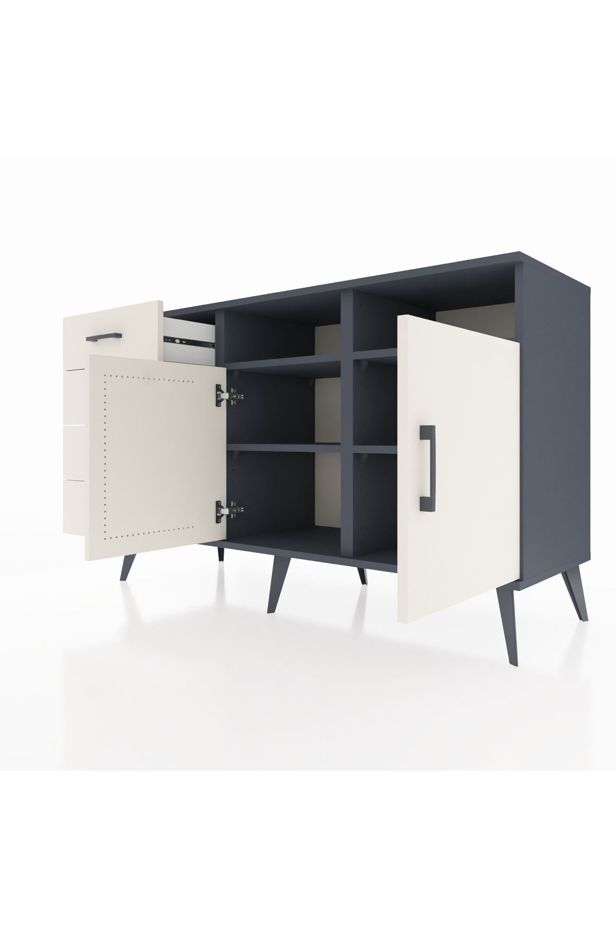 Kronos Konsol 4 Raflı 4 Çekmeceli 2 Kapaklı 132x59x83 - S606M029V13C