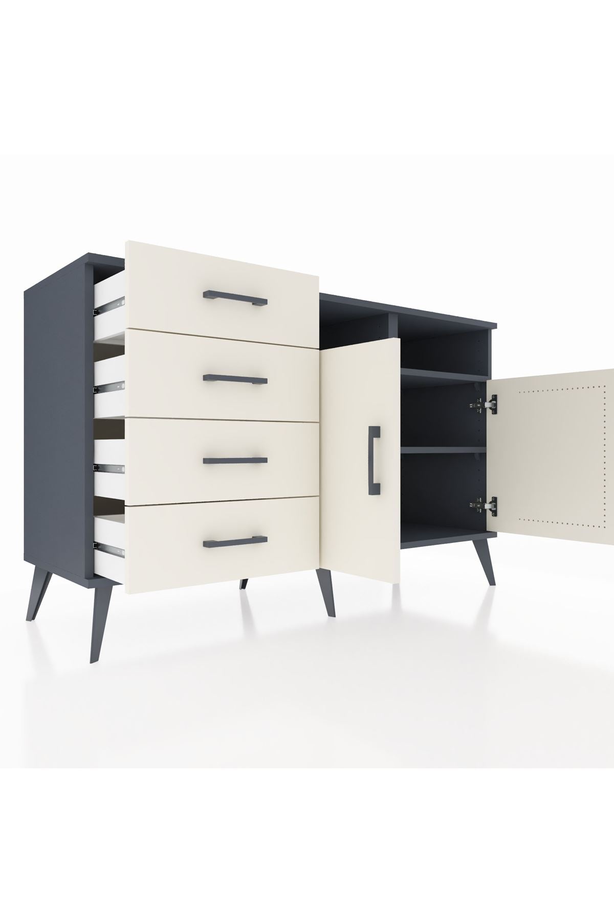Kronos Konsol 4 Raflı 4 Çekmeceli 2 Kapaklı 132x59x83 - S606M029V13C
