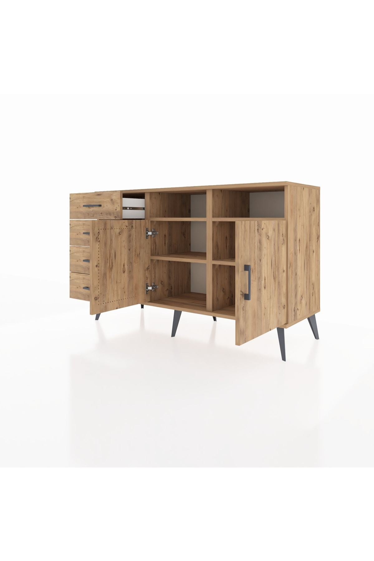 Kronos Konsol 4 Raflı 4 Çekmeceli 2 Kapaklı 132x59x83 - S606M029V21C