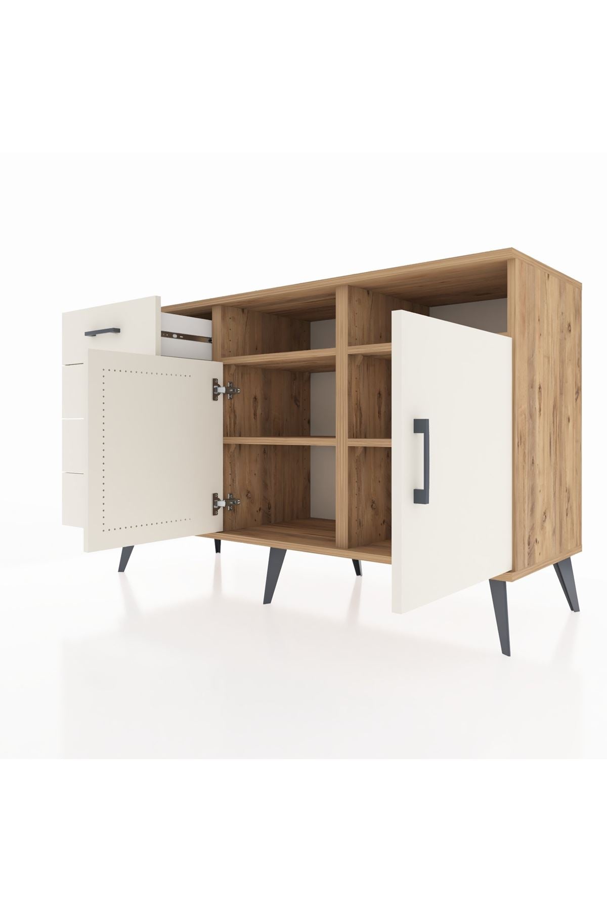 Kronos Konsol 4 Raflı 4 Çekmeceli 2 Kapaklı 132x59x83 - S606M029V22C