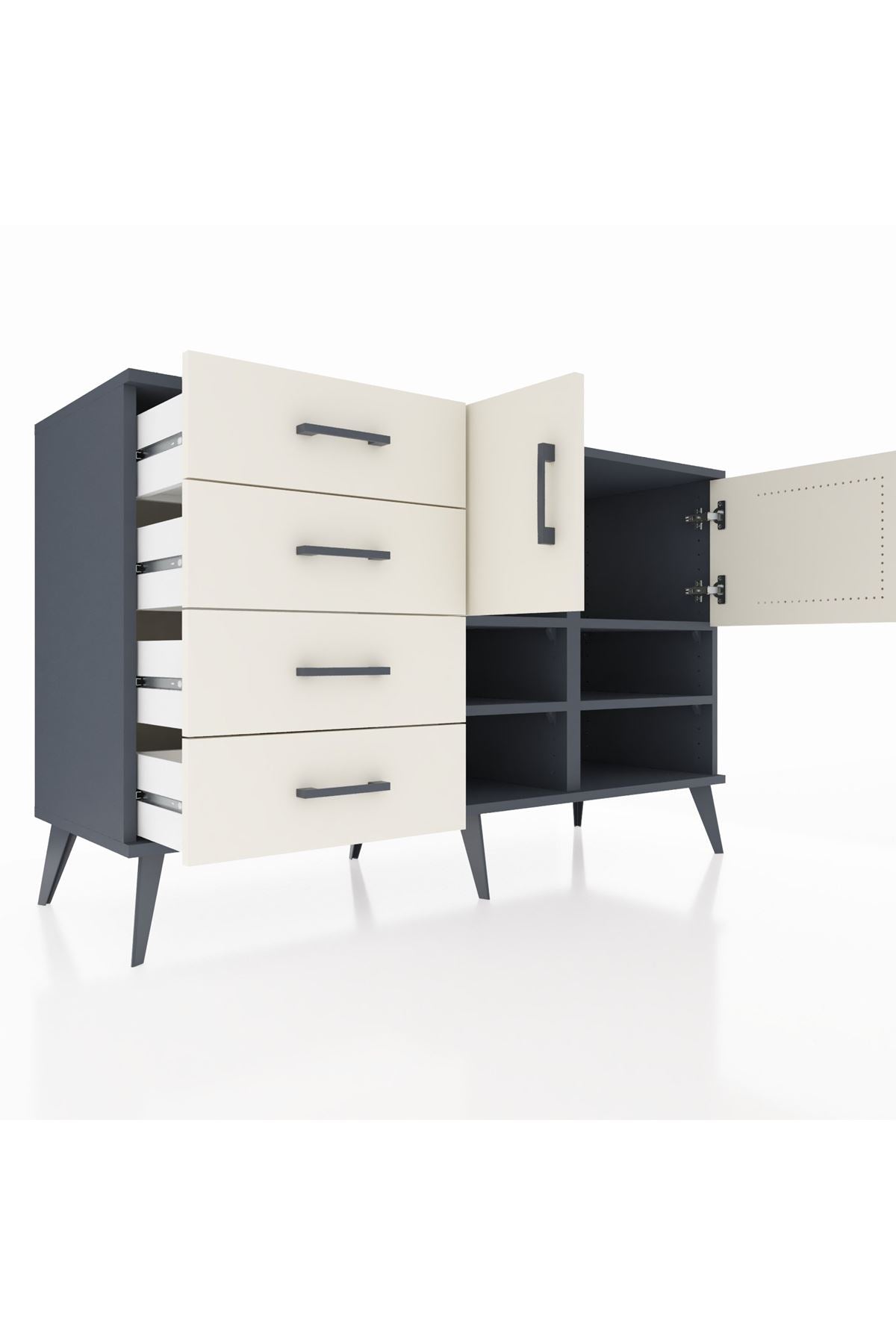 Kronos Konsol 4 Raflı 4 Çekmeceli 2 Kapaklı 132x59x83 - S606M031V13C