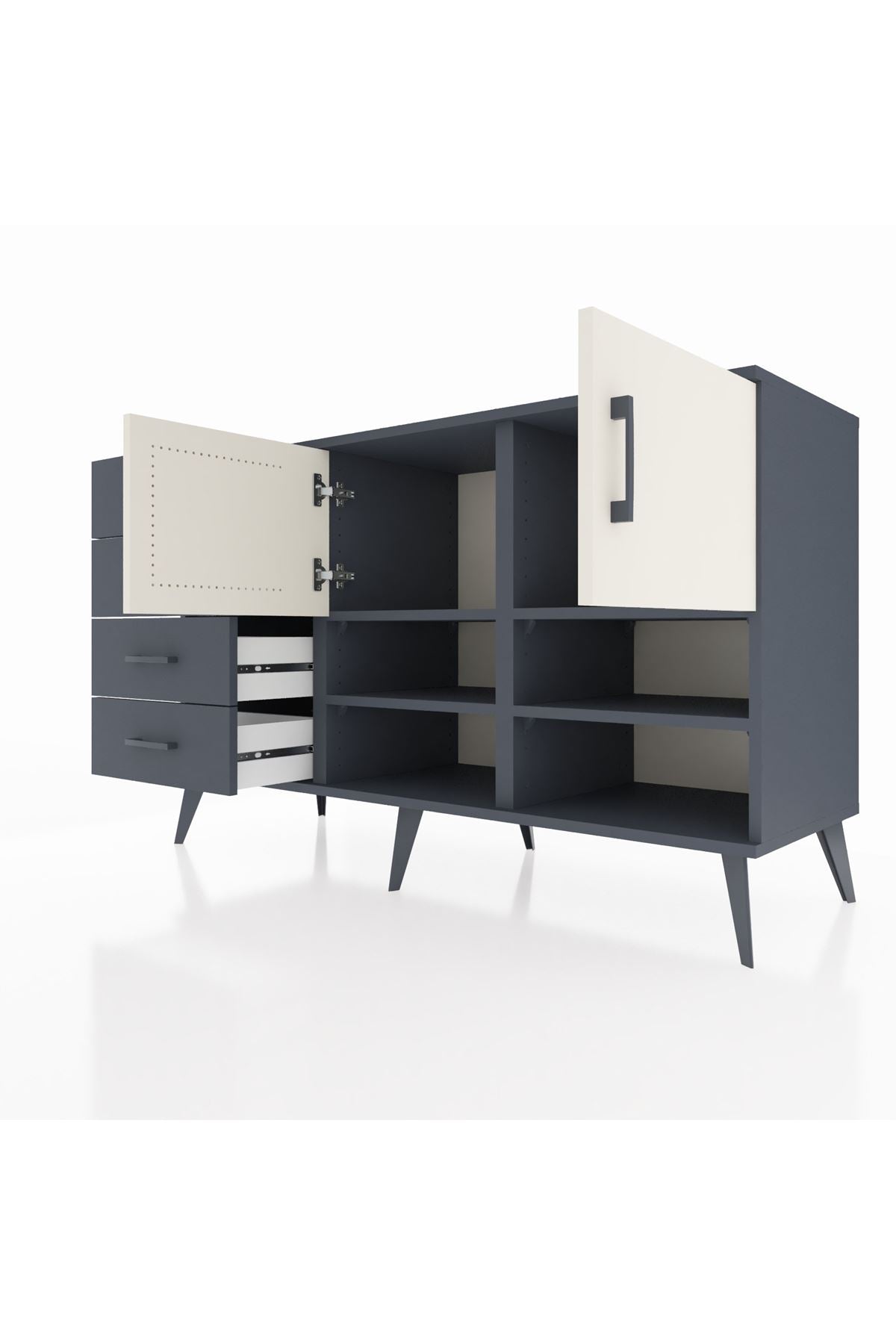 Kronos Konsol 4 Raflı 4 Çekmeceli 2 Kapaklı 132x59x83 - S606M031V14C