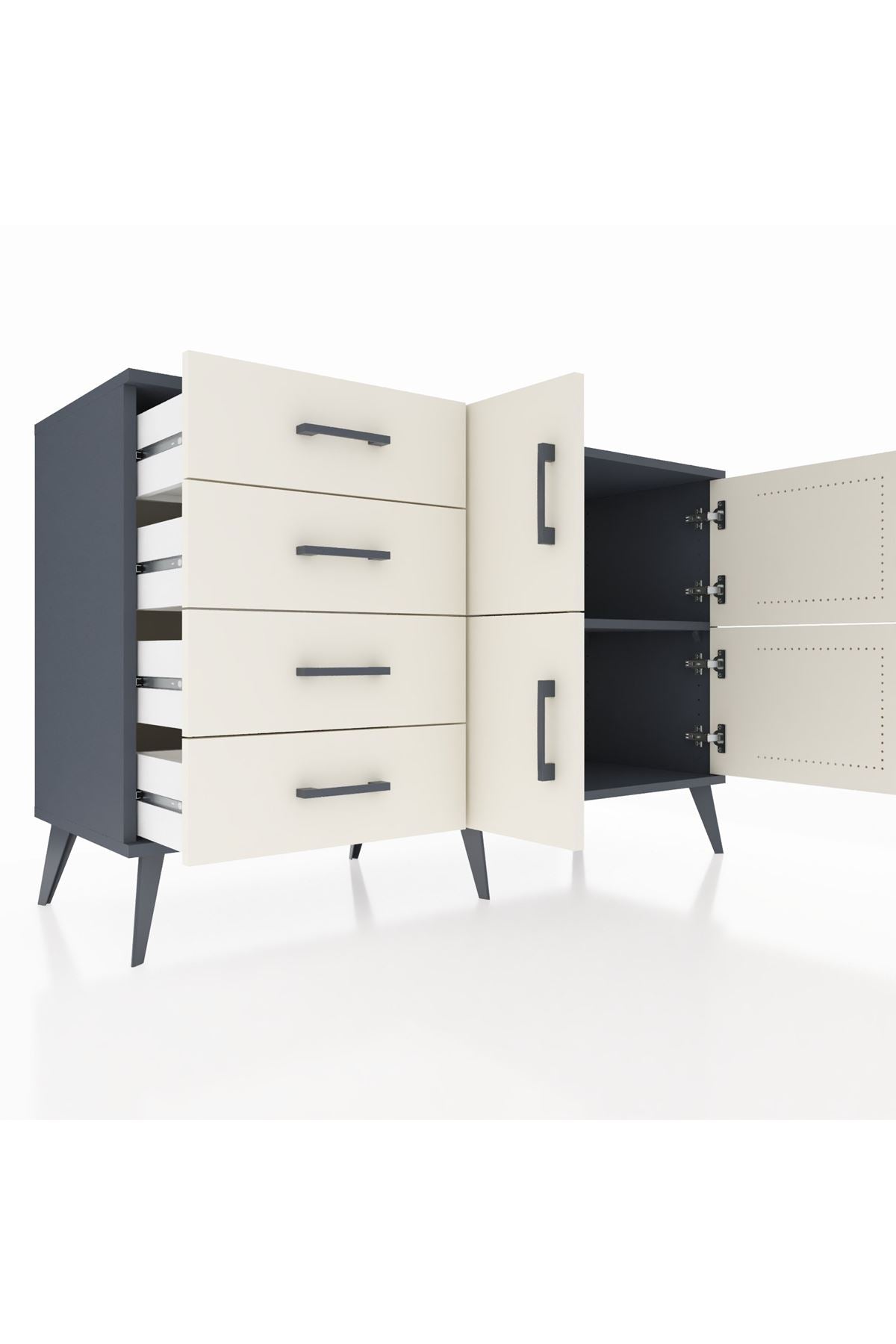 Kronos Konsol 2 Raflı 4 Çekmeceli 4 Kapaklı 132x59x83 - S606M032V13C