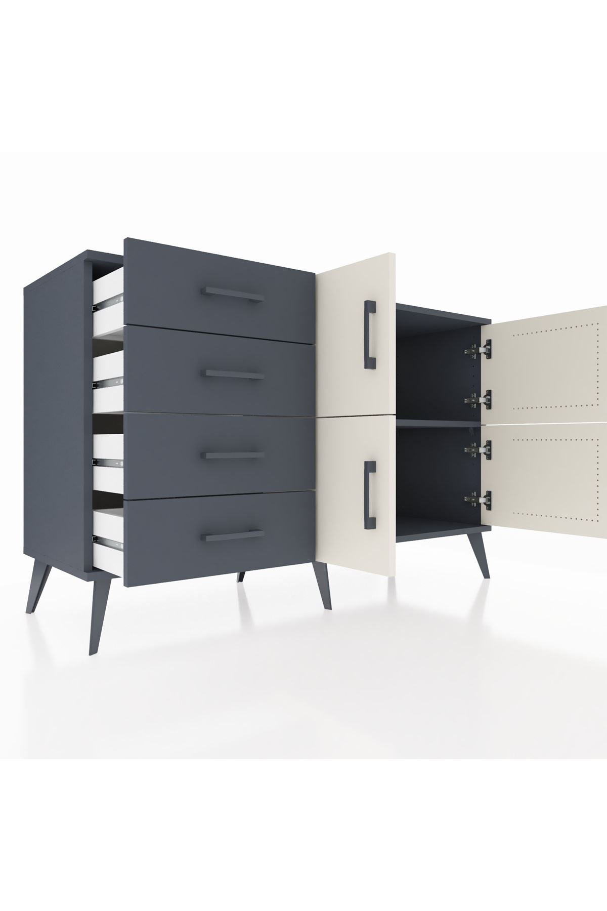 Kronos Konsol 2 Raflı 4 Çekmeceli 4 Kapaklı 132x59x83 - S606M032V14C