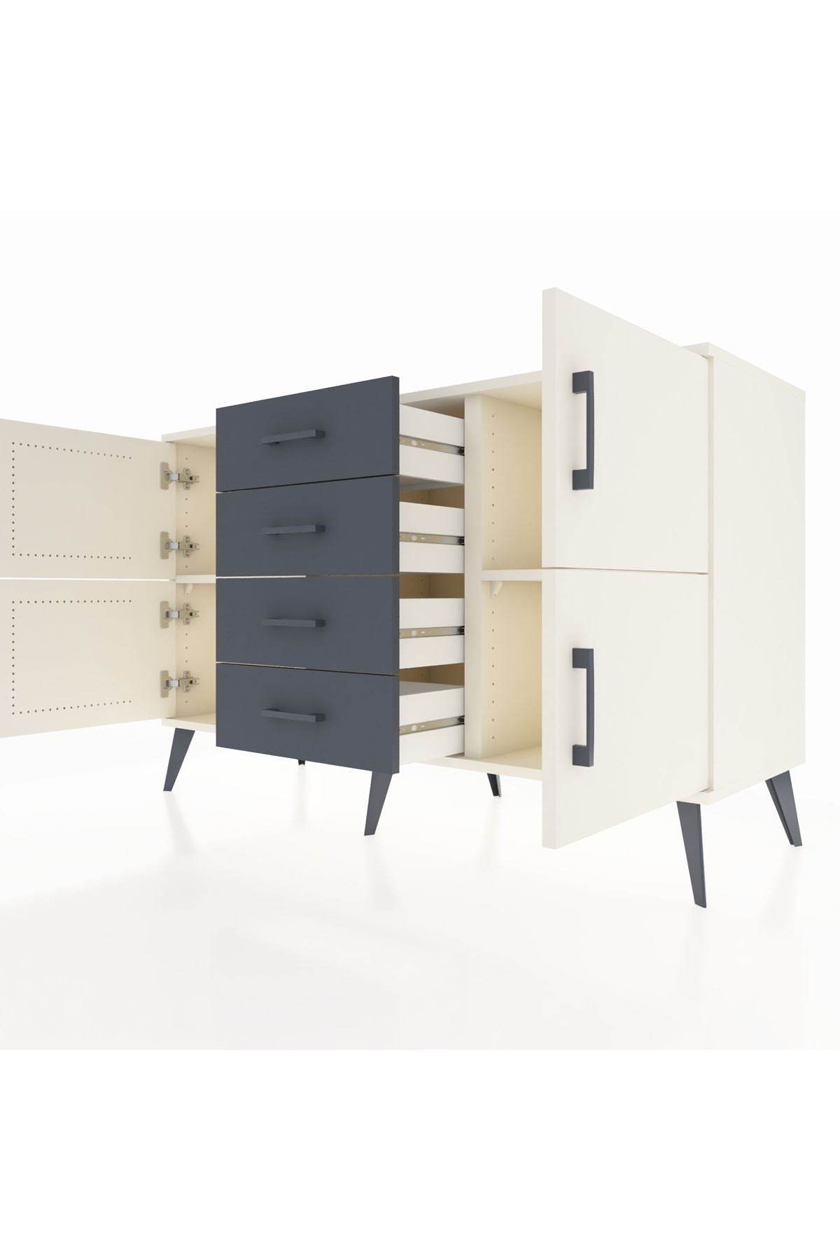 Kronos Konsol 2 Raflı 4 Çekmeceli 4 Kapaklı 132x59x83 - S606M033V05C