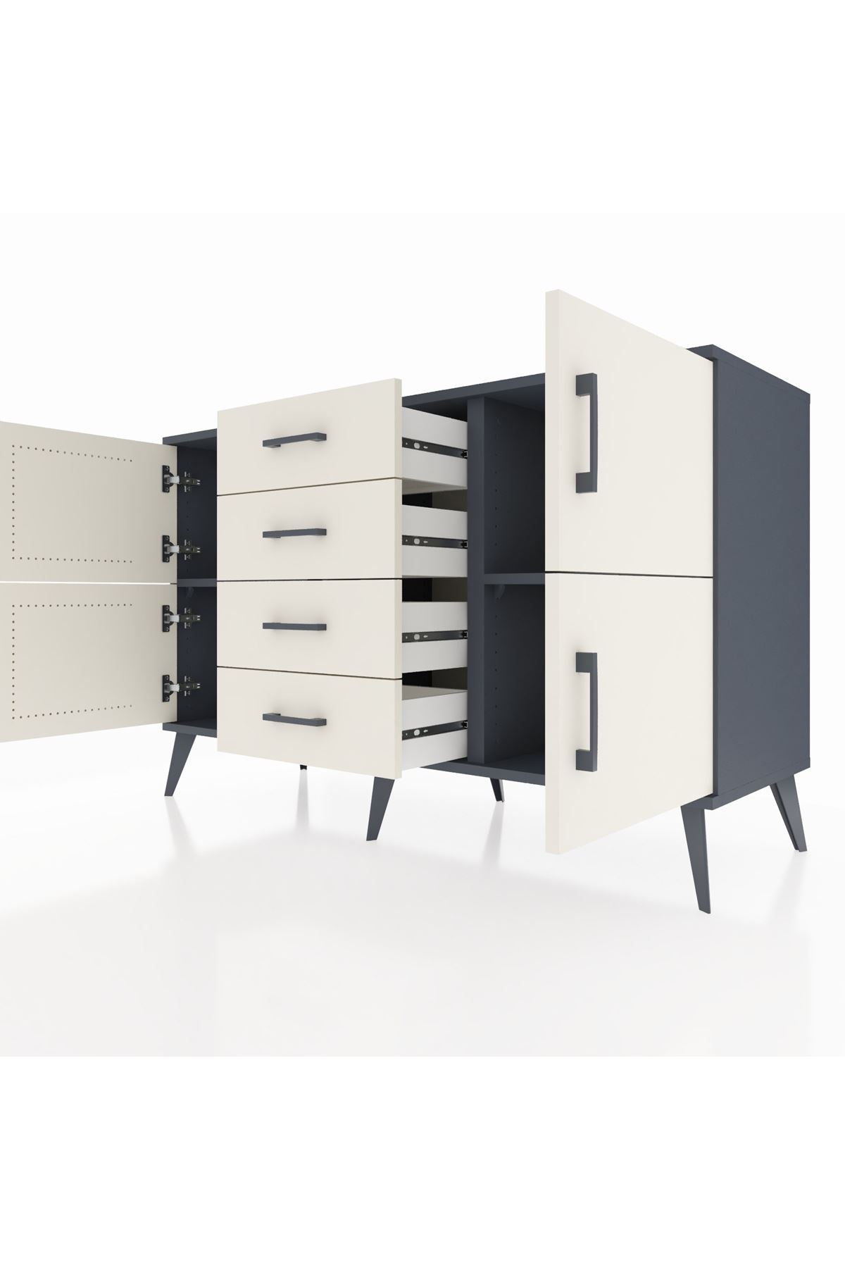Kronos Konsol 2 Raflı 4 Çekmeceli 4 Kapaklı 132x59x83 - S606M033V13C