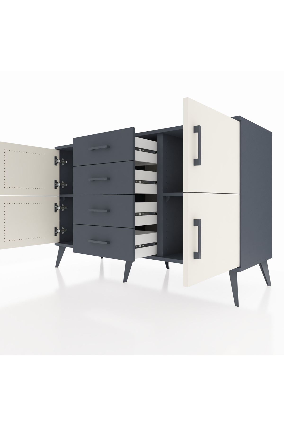 Kronos Konsol 2 Raflı 4 Çekmeceli 4 Kapaklı 132x59x83 - S606M033V14C