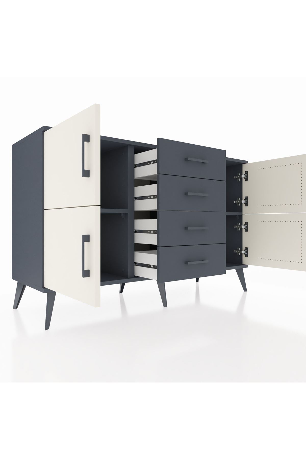 Kronos Konsol 2 Raflı 4 Çekmeceli 4 Kapaklı 132x59x83 - S606M033V14C