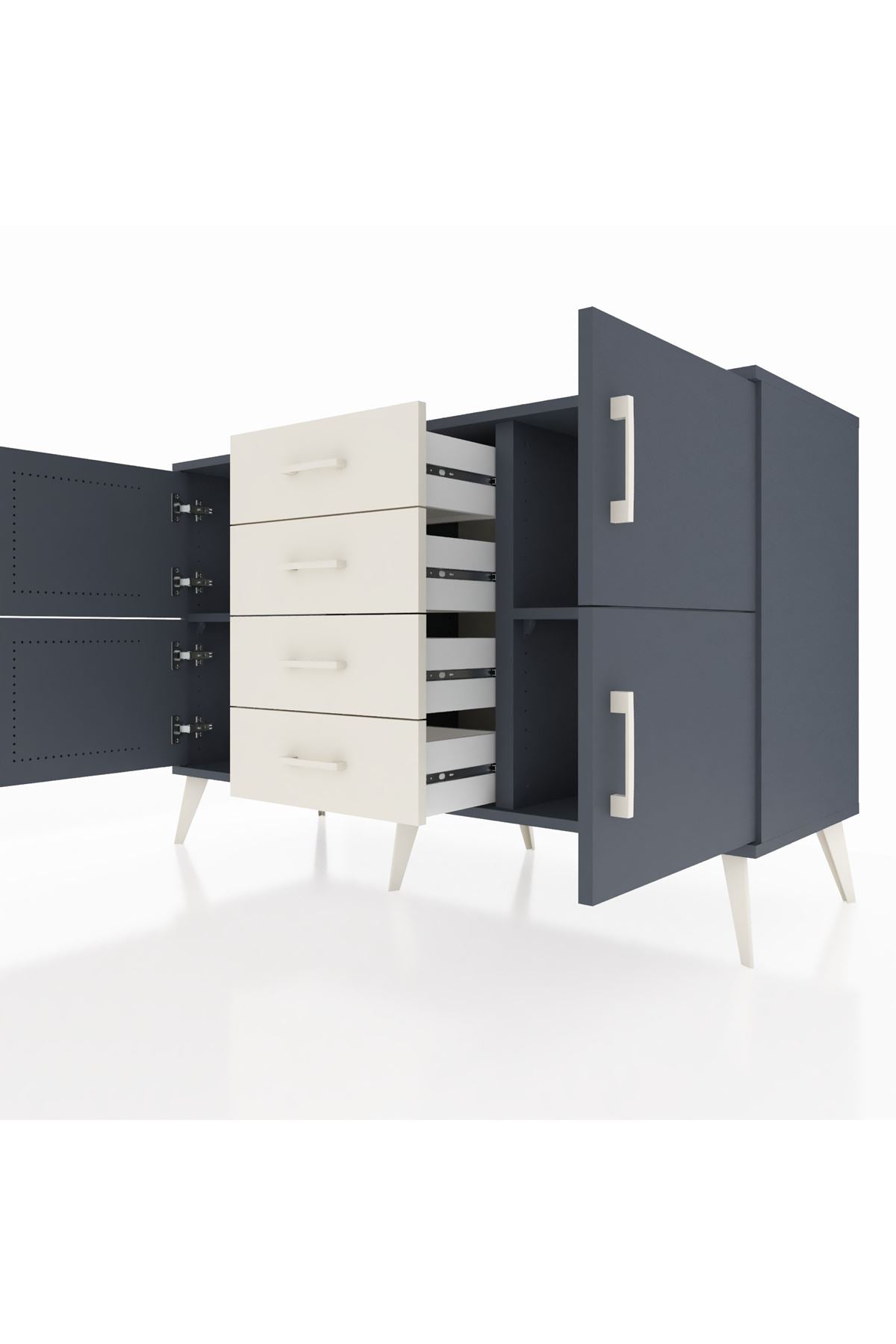 Kronos Konsol 2 Raflı 4 Çekmeceli 4 Kapaklı 132x59x83 - S606M033V16C