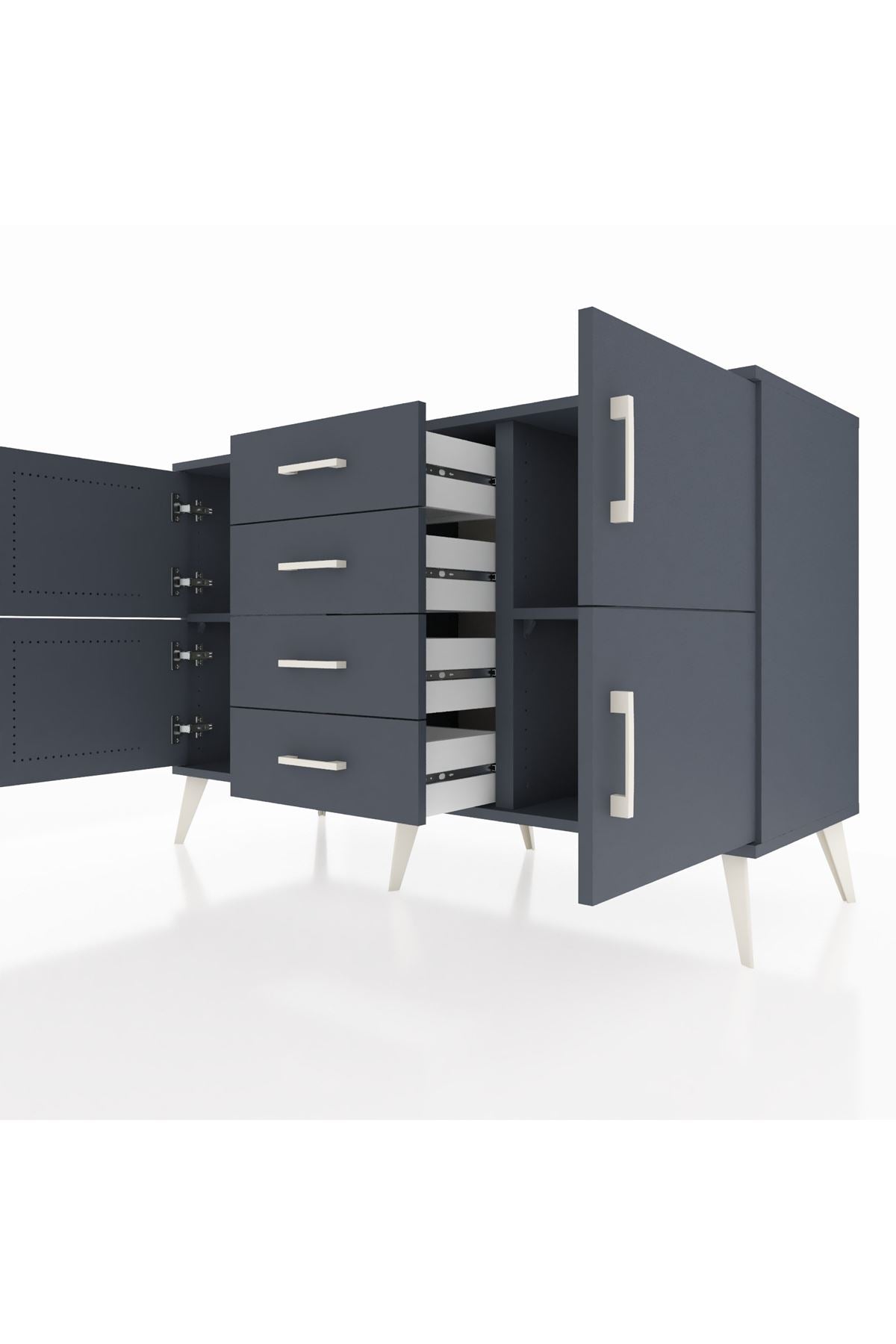 Kronos Konsol 2 Raflı 4 Çekmeceli 4 Kapaklı 132x59x83 - S606M033V17C