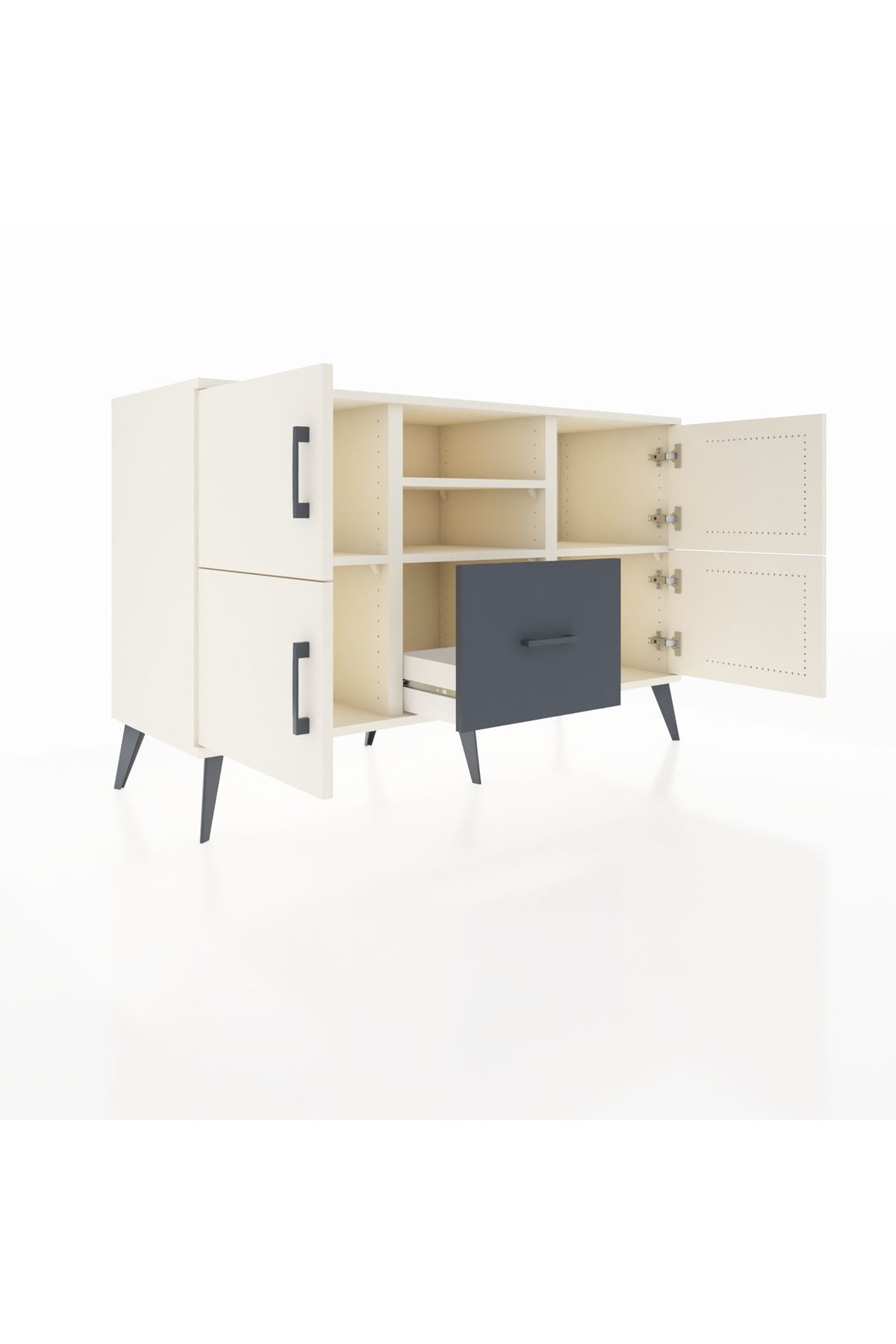 Kronos Konsol 4 Raflı Tek Çekmeceli 4 Kapaklı 132x59x83 - S606M035V05C