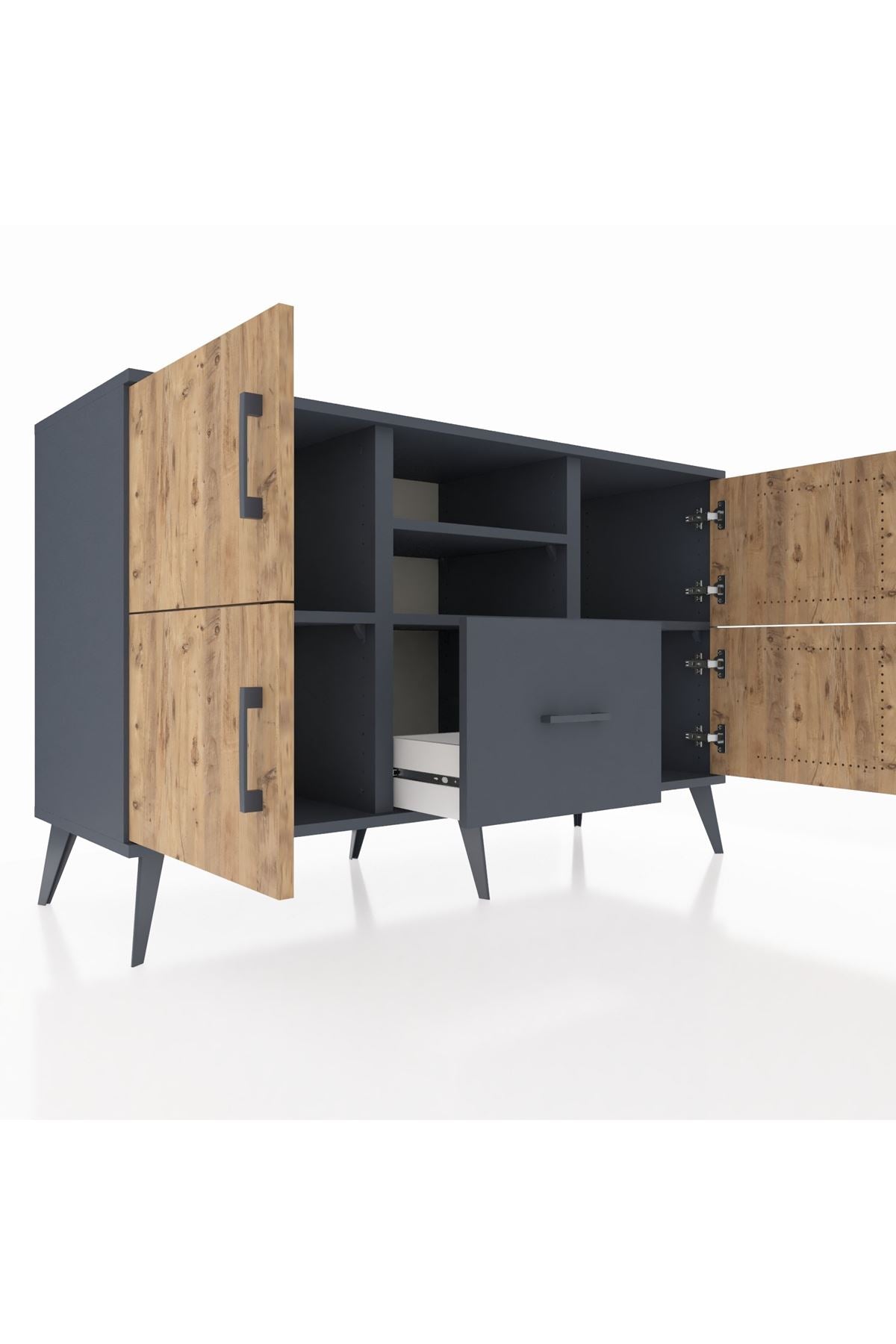 Kronos Konsol 4 Raflı Tek Çekmeceli 4 Kapaklı 132x59x83 - S606M035V11C