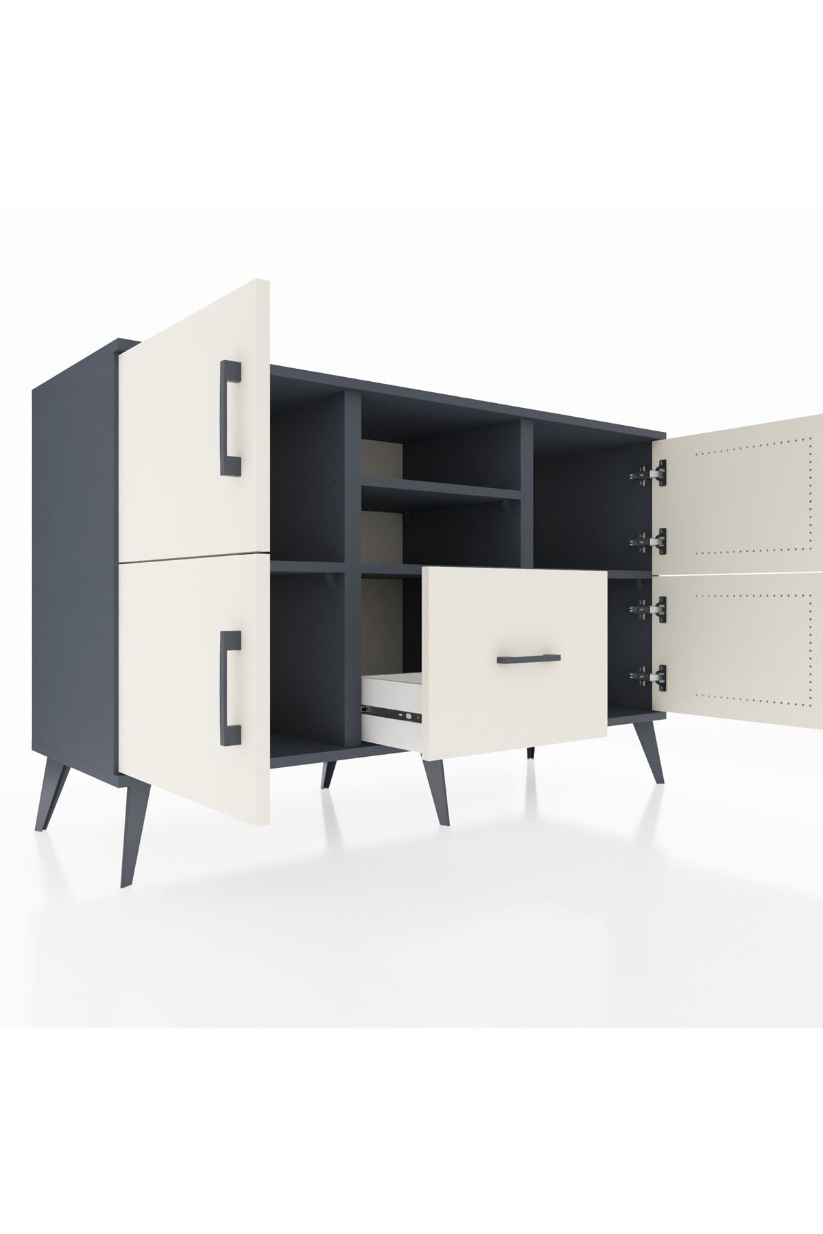 Kronos Konsol 4 Raflı Tek Çekmeceli 4 Kapaklı 132x59x83 - S606M035V13C
