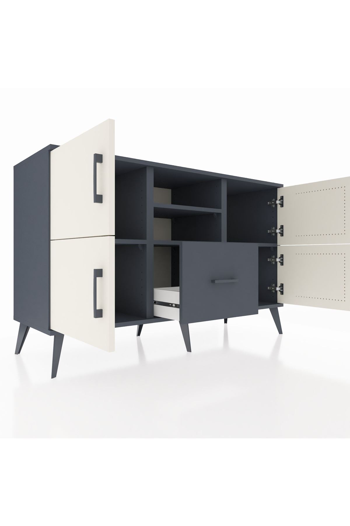 Kronos Konsol 4 Raflı Tek Çekmeceli 4 Kapaklı 132x59x83 - S606M035V14C