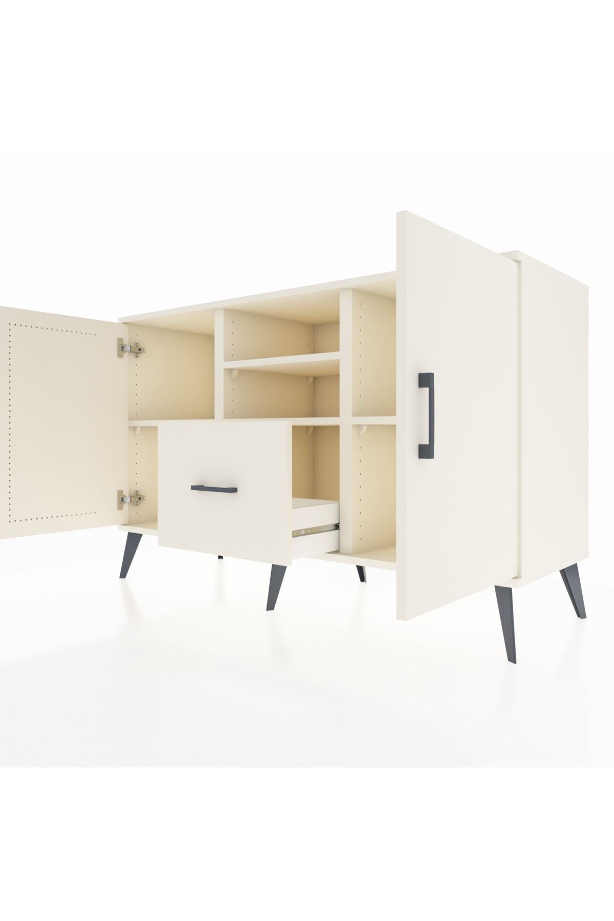 Kronos Konsol 4 Raflı Tek Çekmeceli 2 Kapaklı 132x59x83 - S606M036V04C