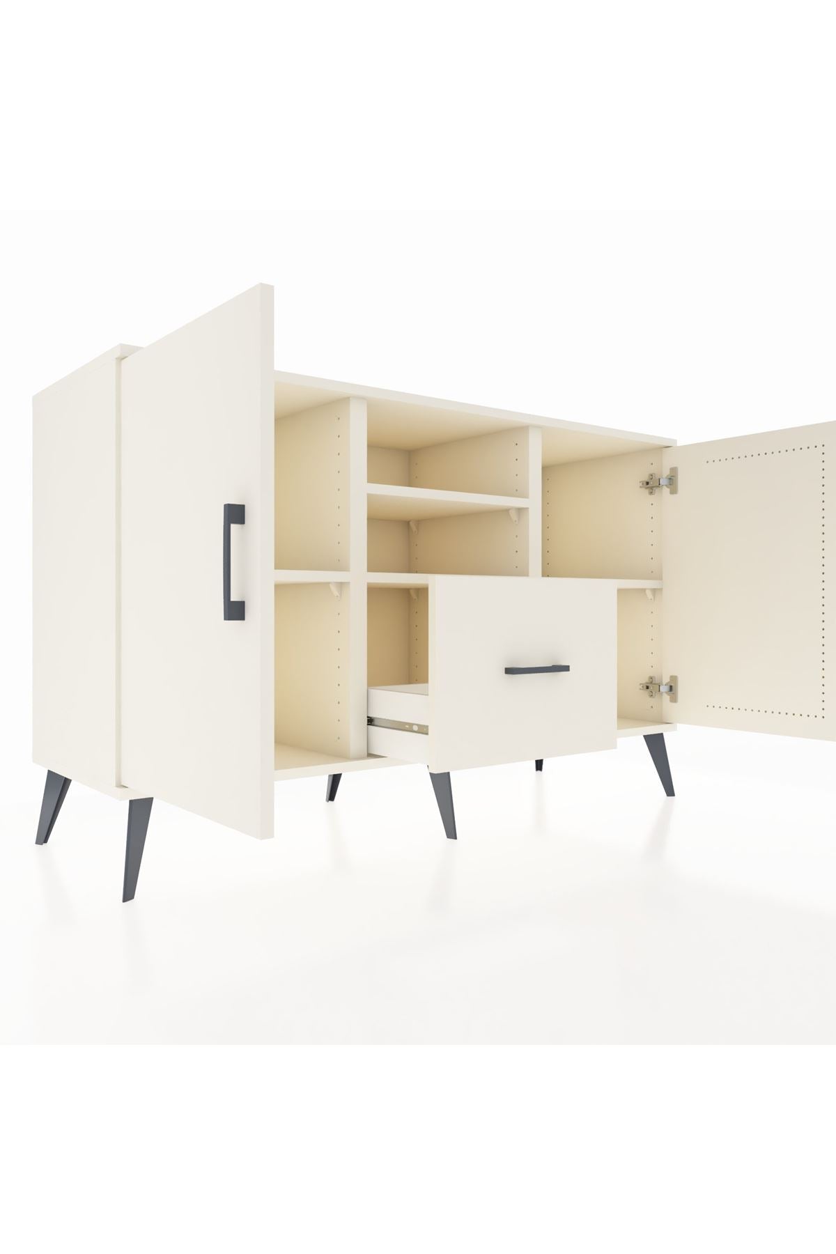 Kronos Konsol 4 Raflı Tek Çekmeceli 2 Kapaklı 132x59x83 - S606M036V04C
