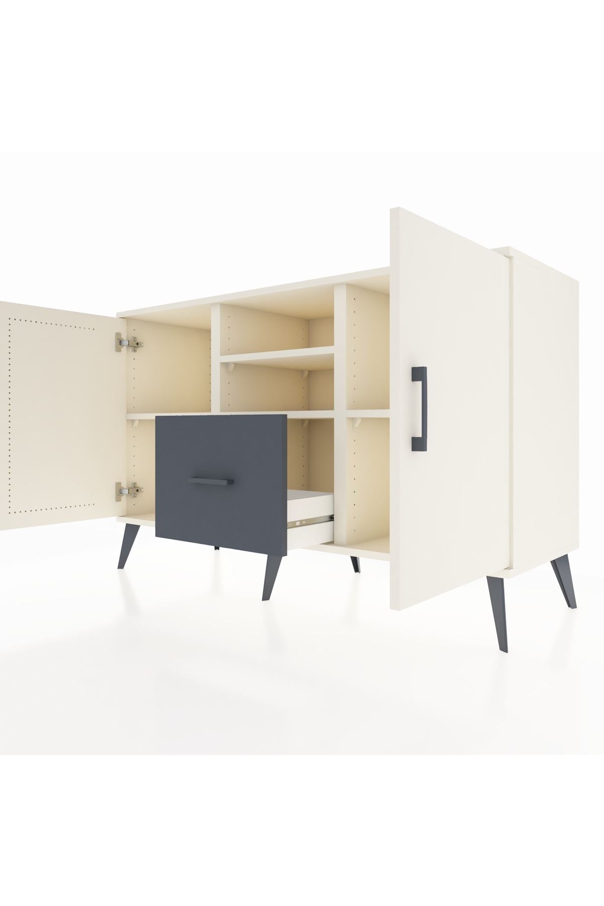 Kronos Konsol 4 Raflı Tek Çekmeceli 2 Kapaklı 132x59x83 - S606M036V05C