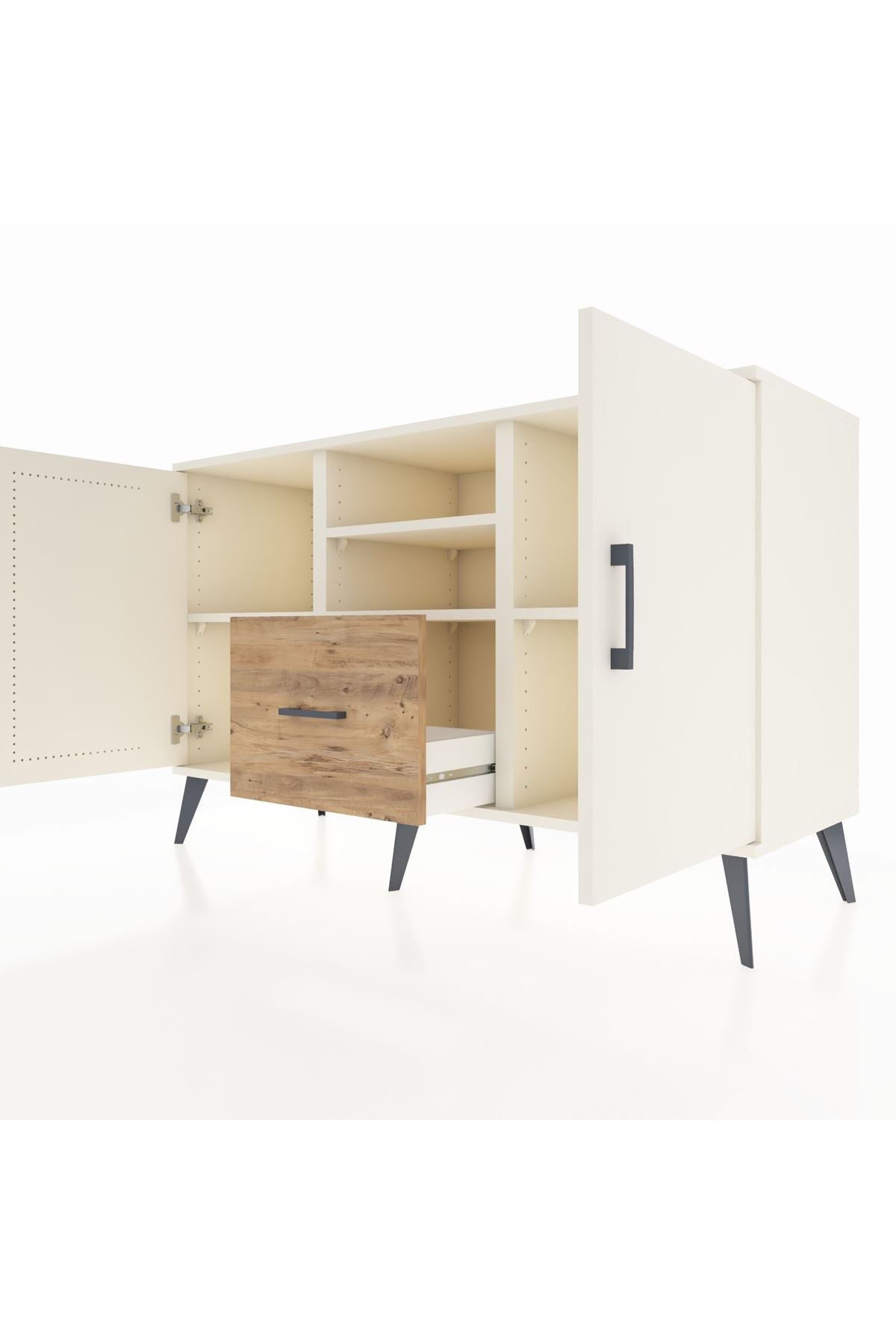 Kronos Konsol 4 Raflı Tek Çekmeceli 2 Kapaklı 132x59x83 - S606M036V06C