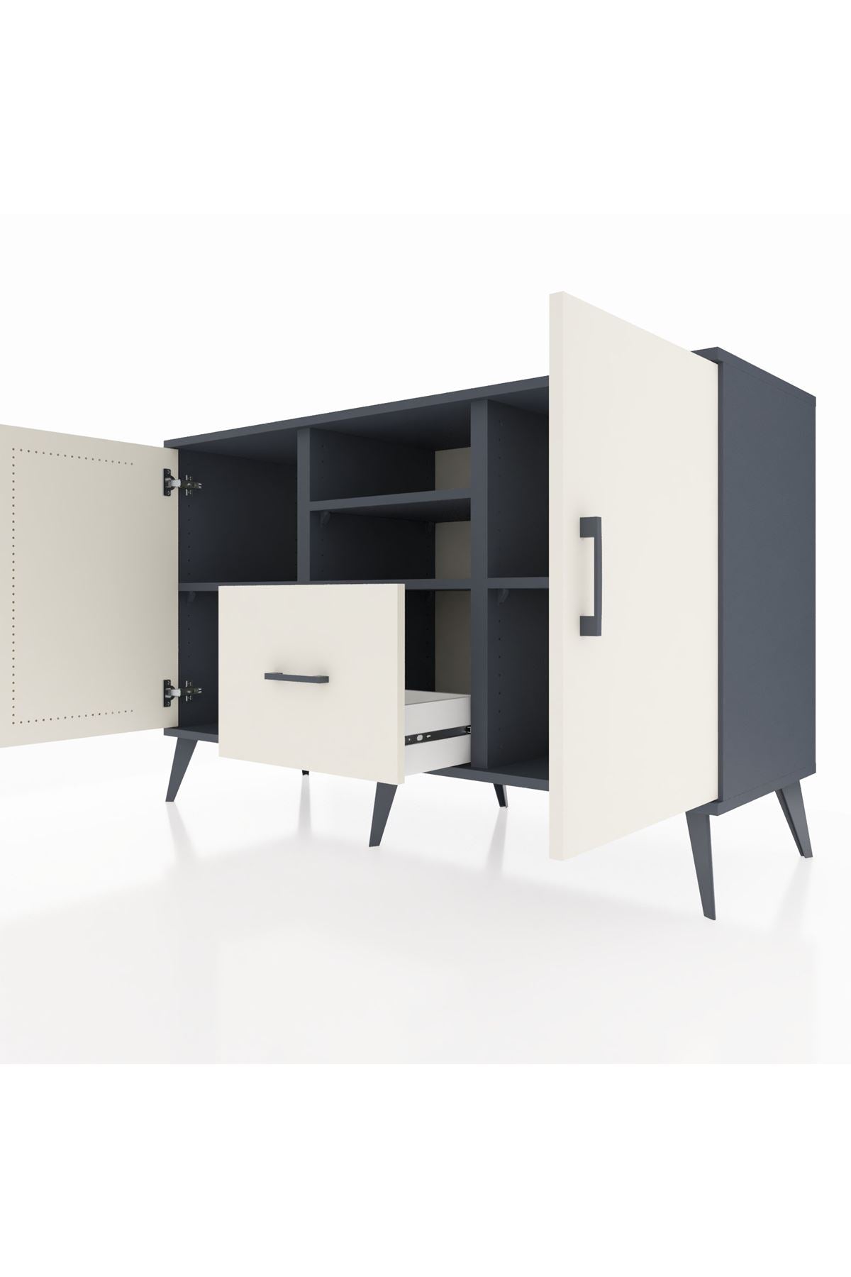 Kronos Konsol 4 Raflı Tek Çekmeceli 2 Kapaklı 132x59x83 - S606M036V13C