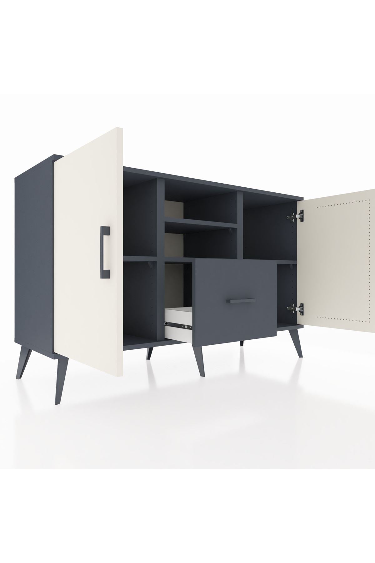 Kronos Konsol 4 Raflı Tek Çekmeceli 2 Kapaklı 132x59x83 - S606M036V14C