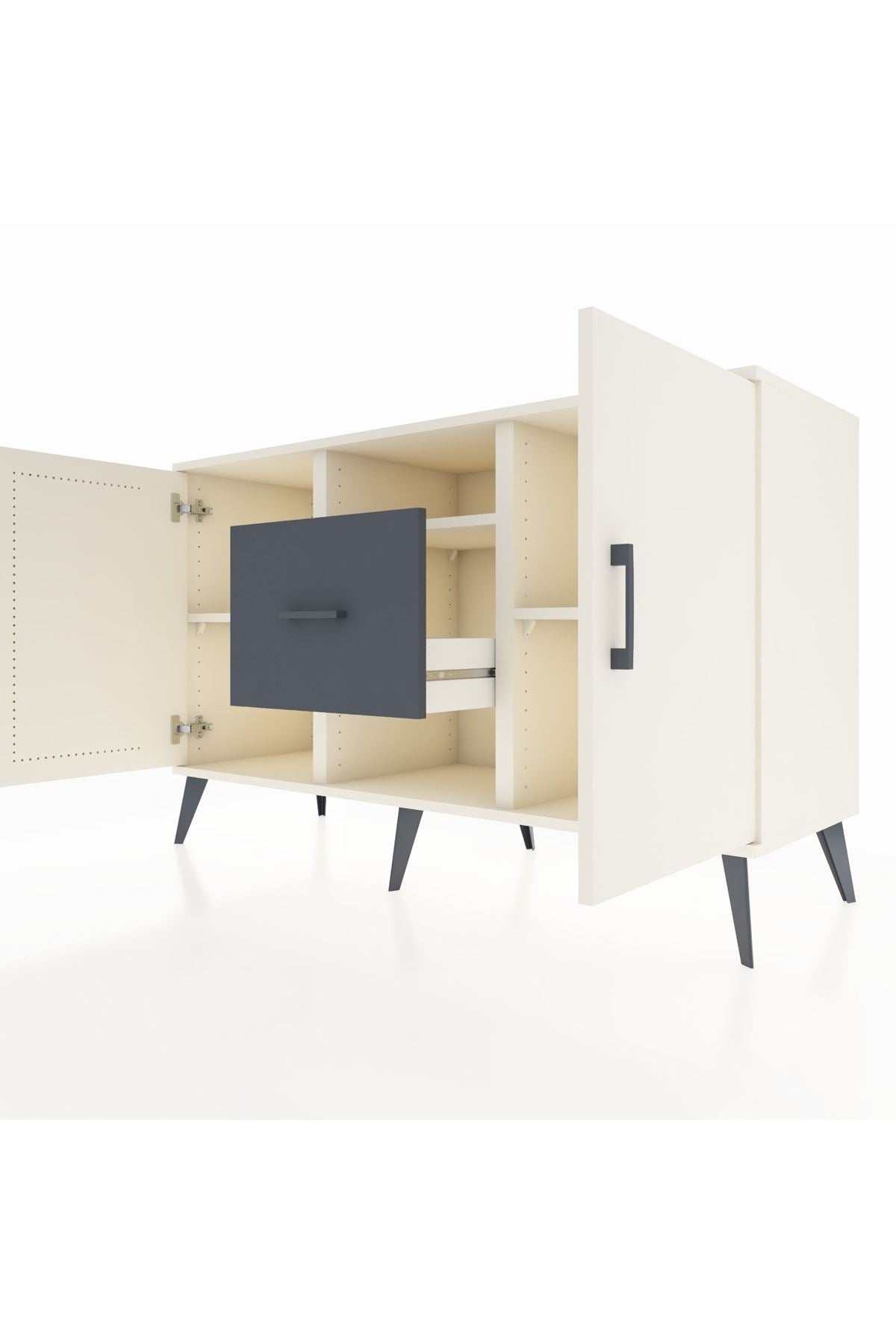 Kronos Konsol 3 Raflı Tek Çekmeceli 2 Kapaklı 132x59x83 - S606M037V05C