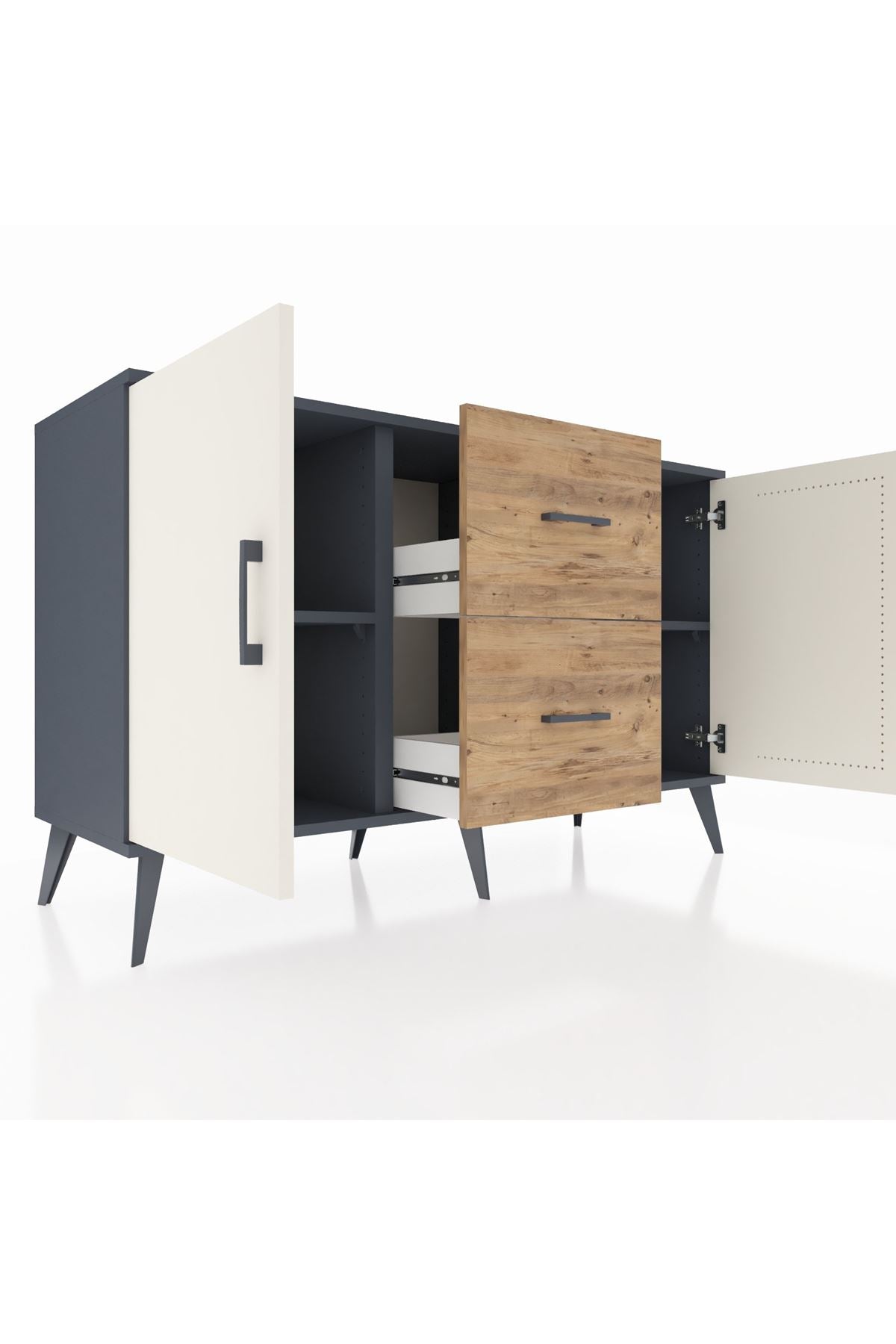 Kronos Konsol 2 Raflı 2 Çekmeceli 2 Kapaklı 132x59x83 - S606M039V15C
