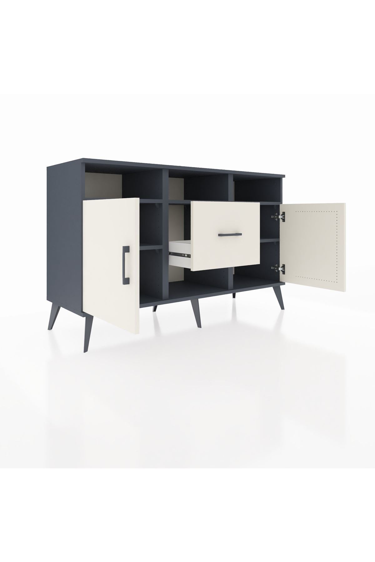 Kronos Konsol 5 Raflı Tek Çekmeceli 2 Kapaklı 132x59x83 - S606M040V13C