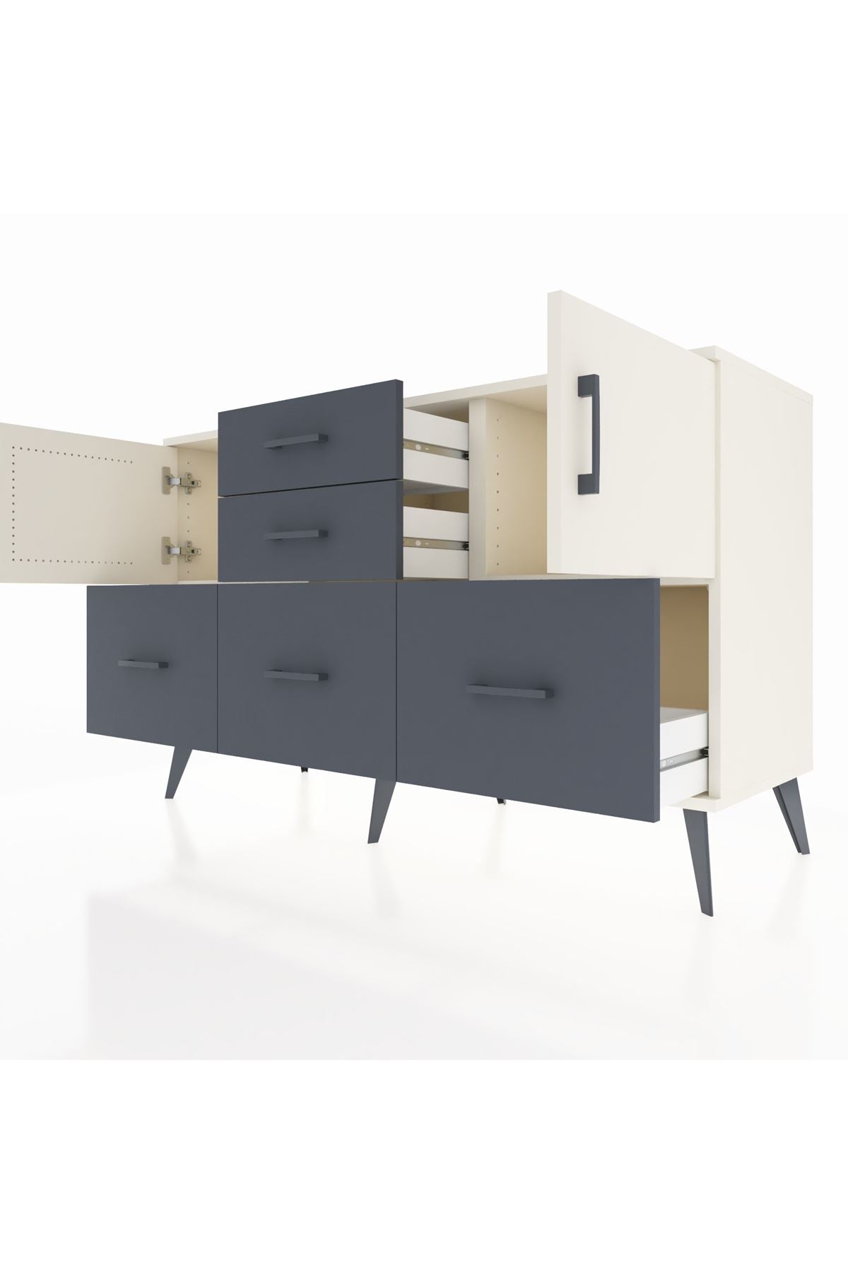Kronos Konsol 2 Raflı 5 Çekmeceli 2 Kapaklı 132x59x83 - S606M042V05C