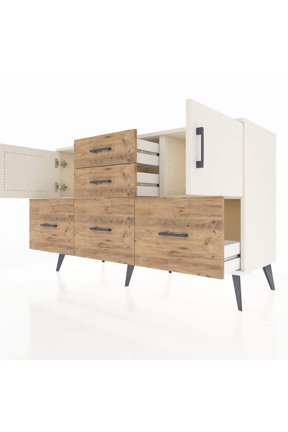Kronos Konsol 2 Raflı 5 Çekmeceli 2 Kapaklı 132x59x83 - S606M042V06C