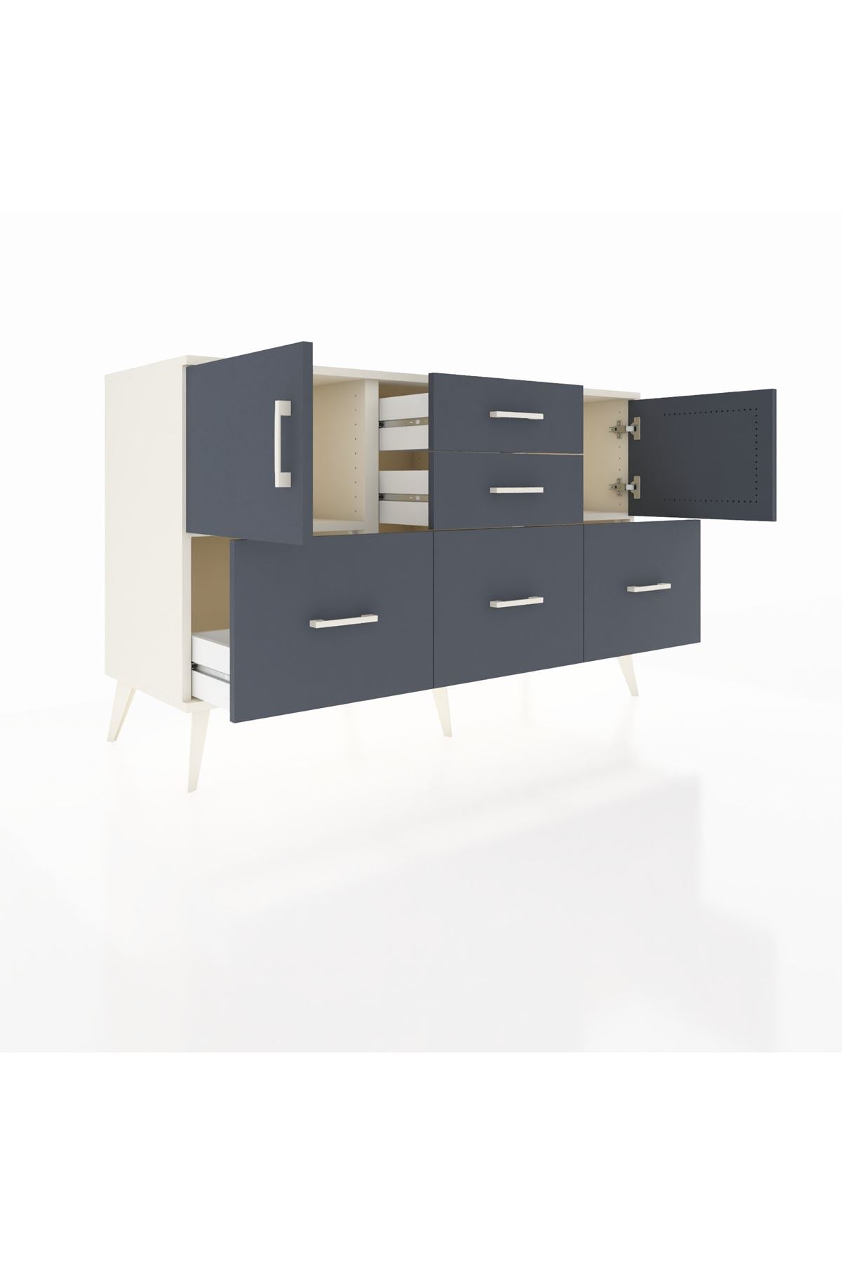 Kronos Konsol 2 Raflı 5 Çekmeceli 2 Kapaklı 132x59x83 - S606M042V08C