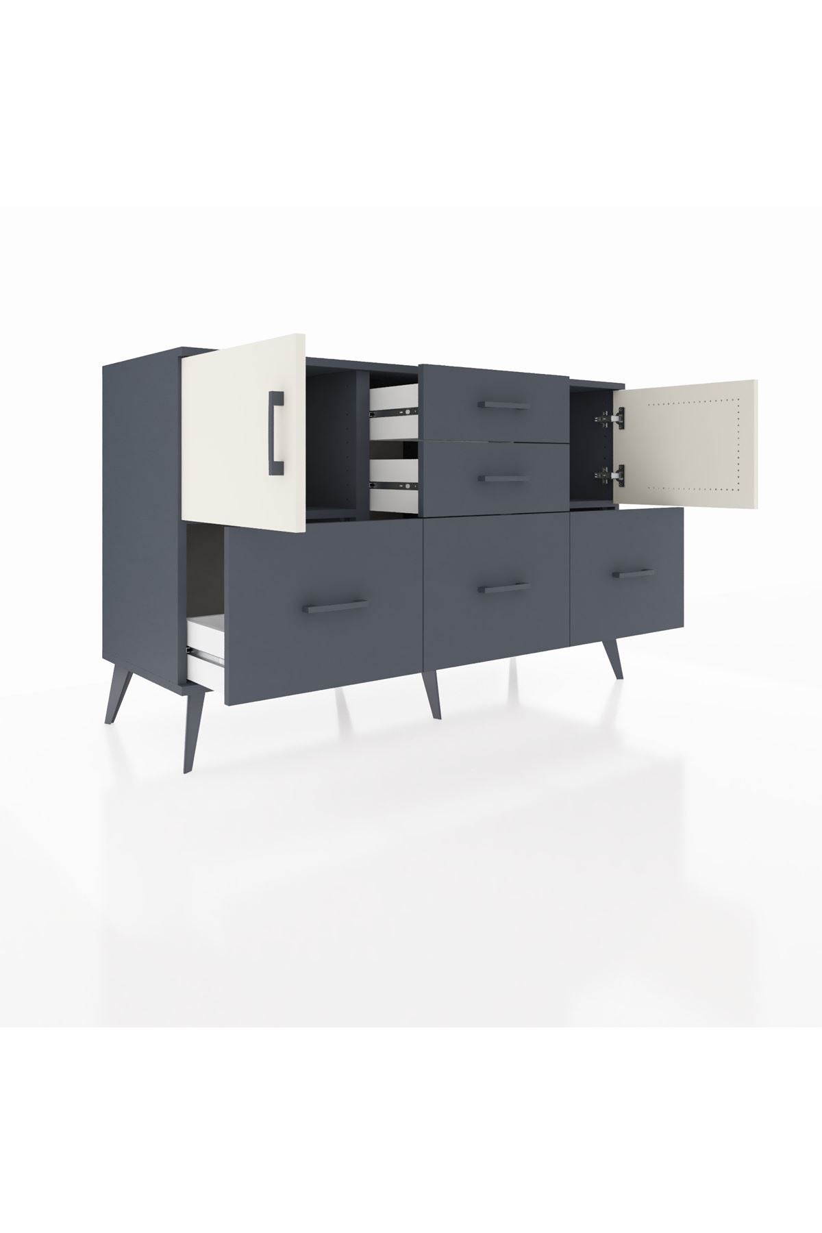 Kronos Konsol 2 Raflı 5 Çekmeceli 2 Kapaklı 132x59x83 - S606M042V14C