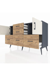 Kronos Konsol 2 Raflı 5 Çekmeceli 2 Kapaklı 132x59x83 - S606M042V15C