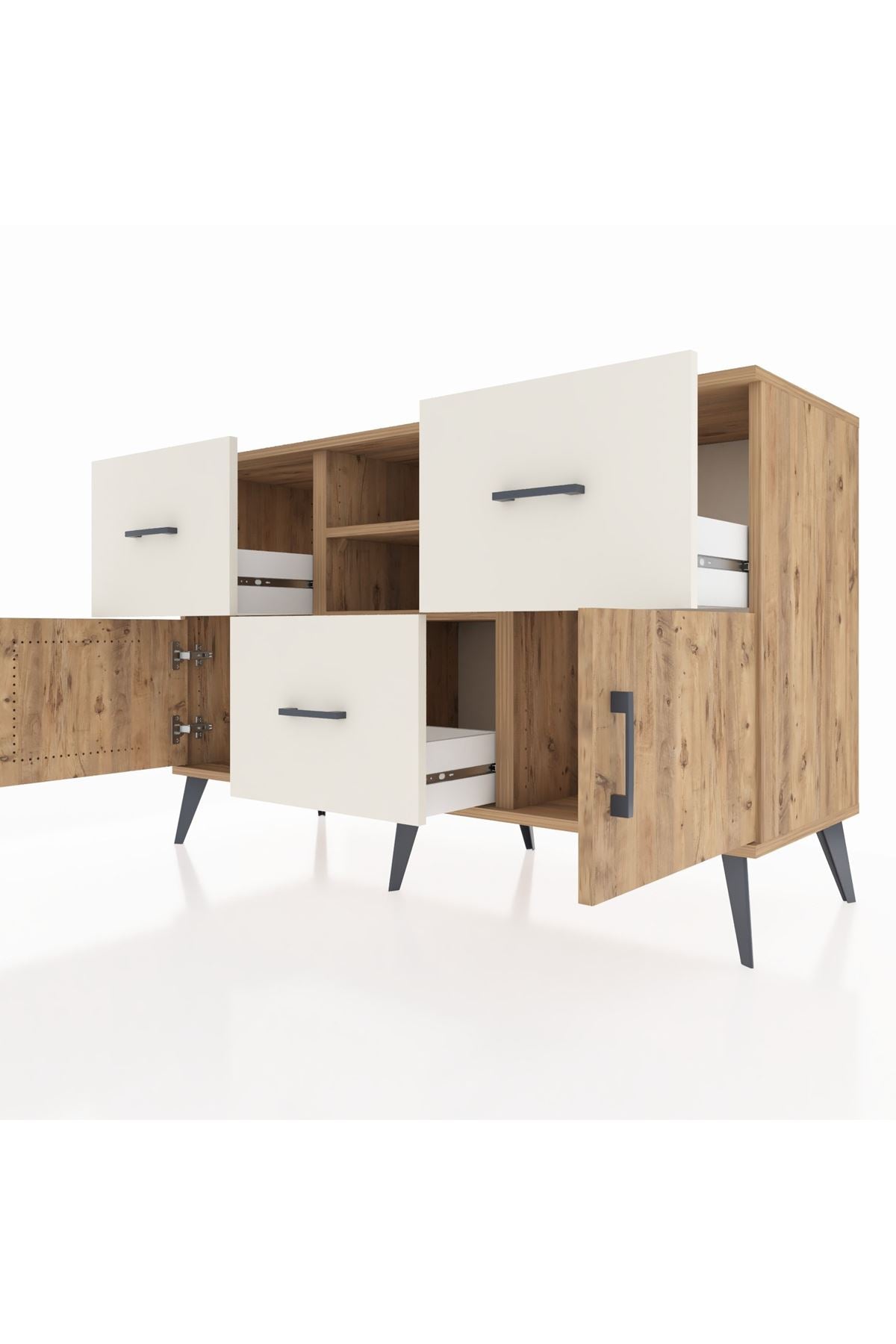 Kronos Konsol 2 Raflı 3 Çekmeceli 2 Kapaklı 132x59x83 - S606M043V19C