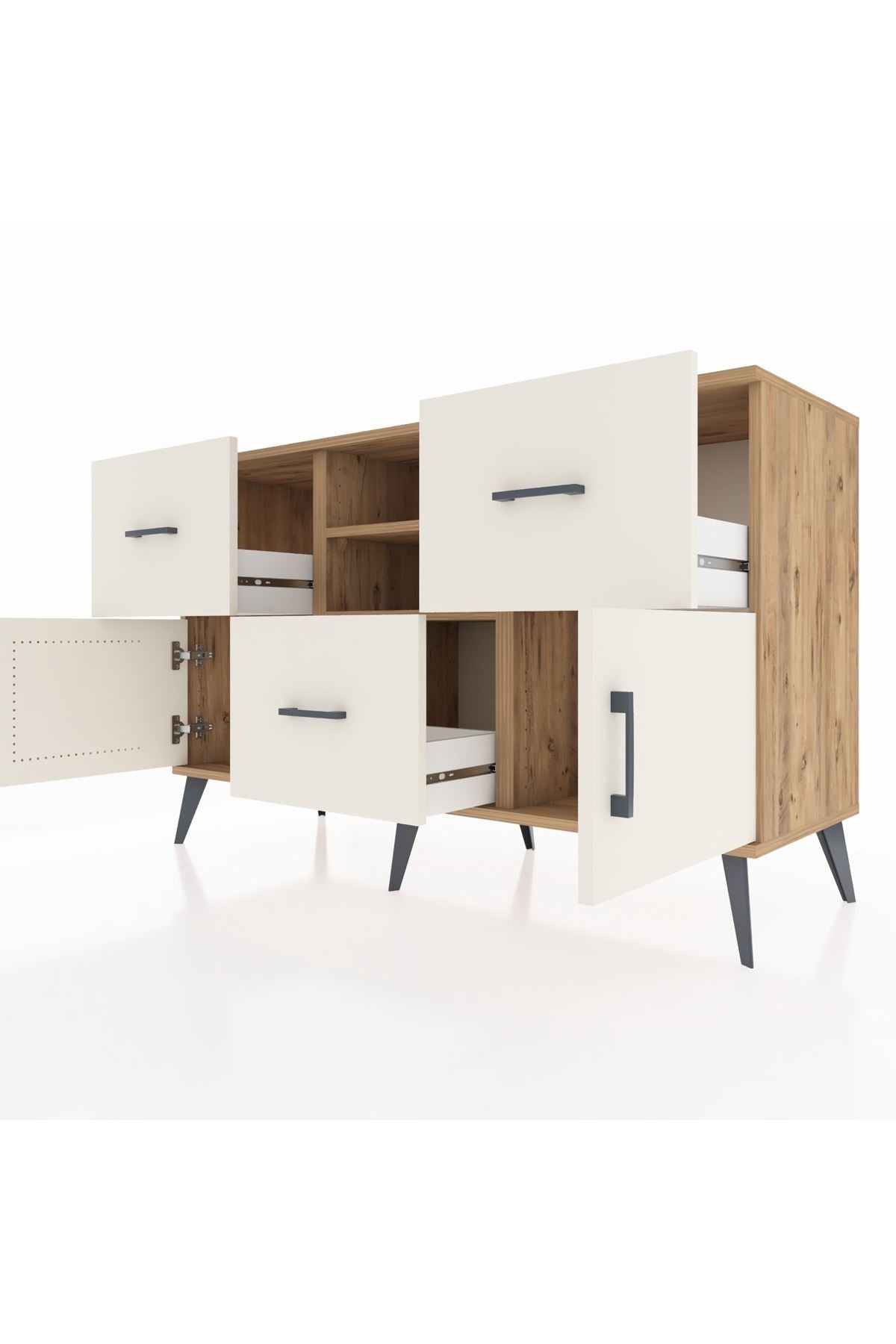 Kronos Konsol 2 Raflı 3 Çekmeceli 2 Kapaklı 132x59x83 - S606M043V22C