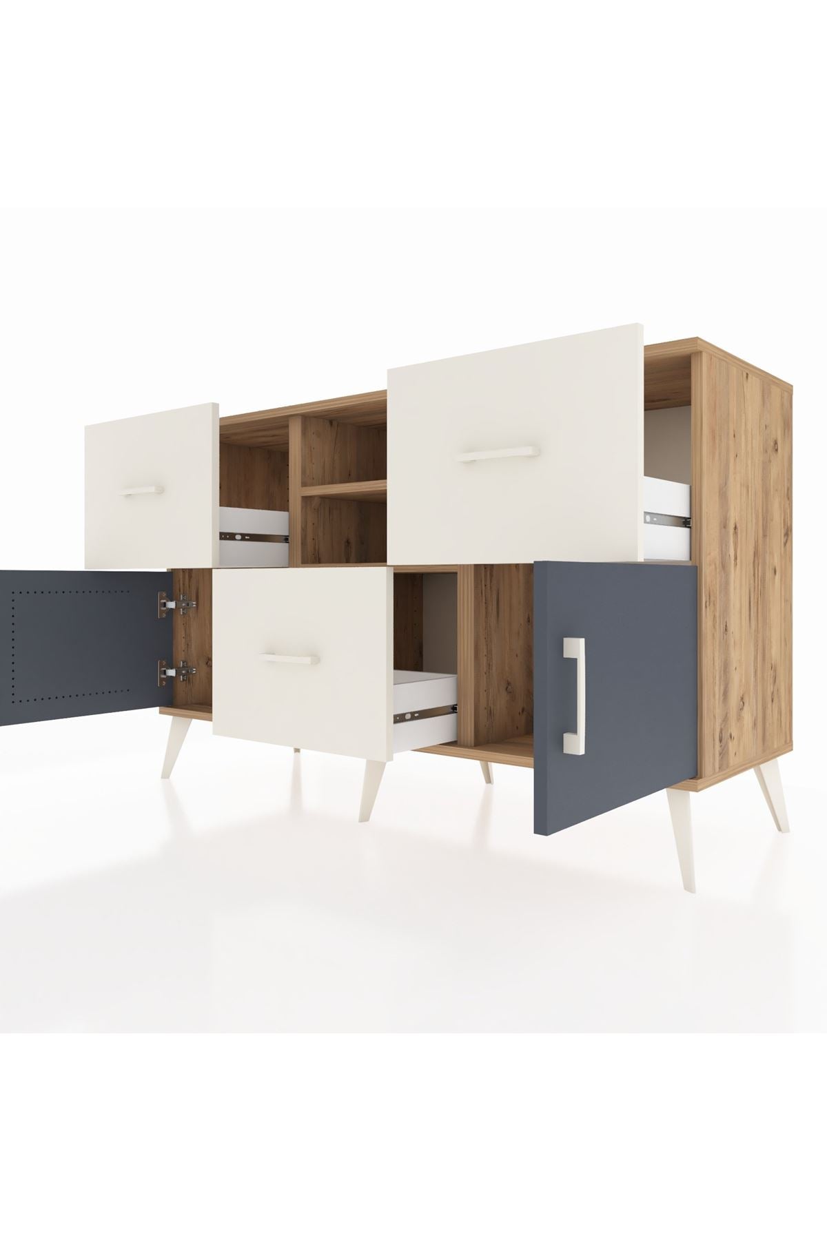 Kronos Konsol 2 Raflı 3 Çekmeceli 2 Kapaklı 132x59x83 - S606M043V25C