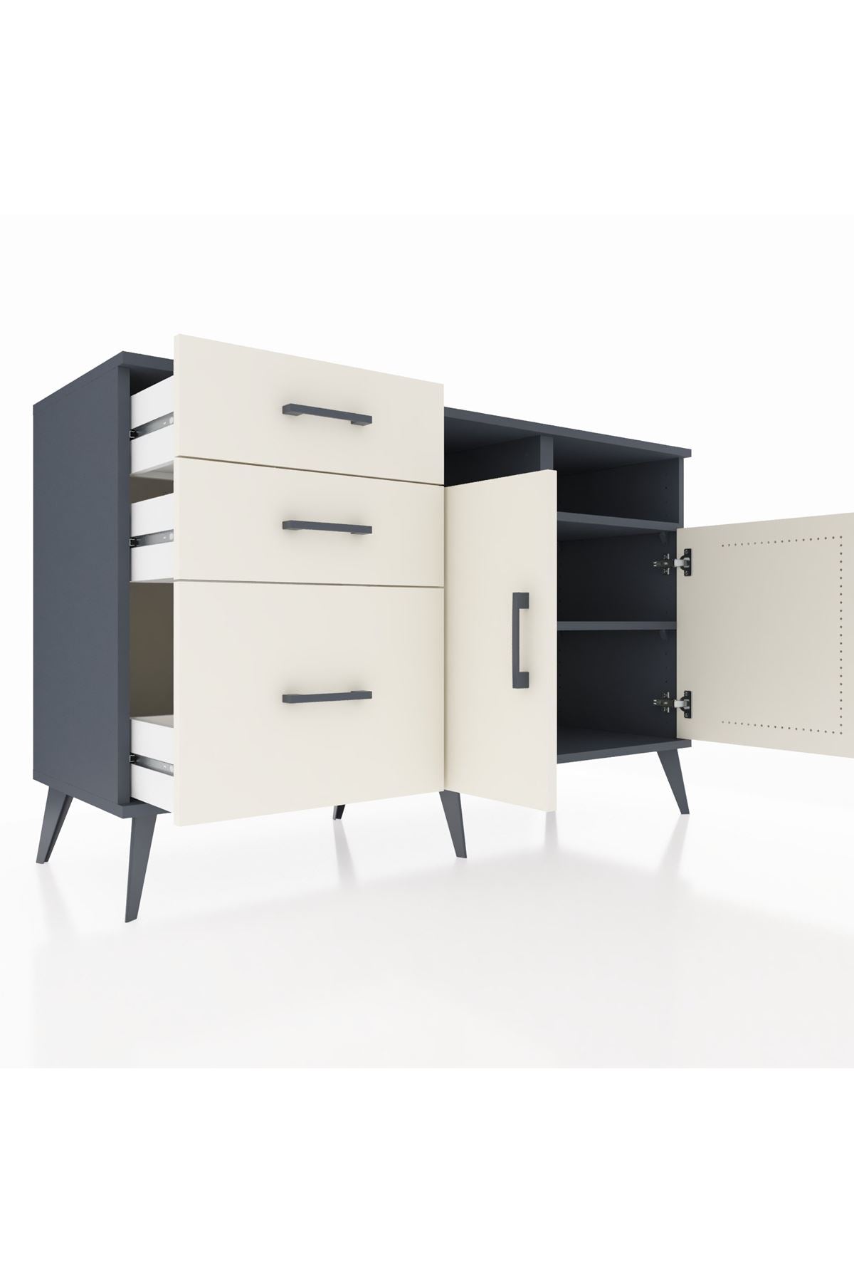 Kronos Konsol 4 Raflı 3 Çekmeceli 2 Kapaklı 132x59x83 - S606M045V13C