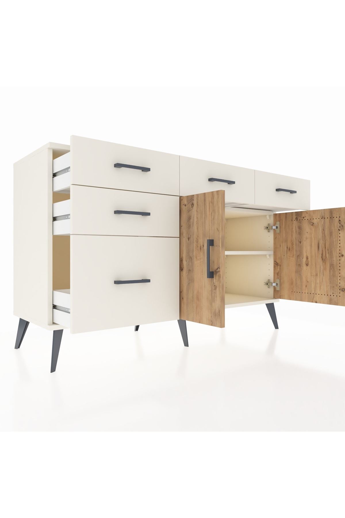 Kronos Konsol 2 Raflı 5 Çekmeceli 2 Kapaklı 132x59x83 - S606M046V01C