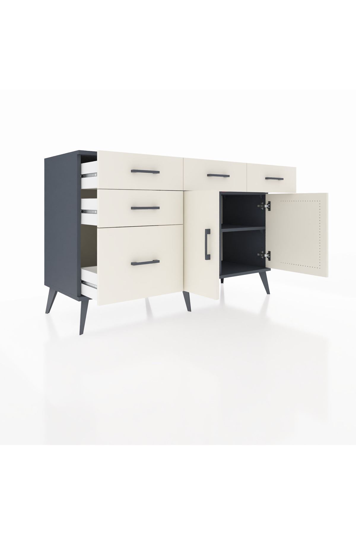 Kronos Konsol 2 Raflı 5 Çekmeceli 2 Kapaklı 132x59x83 - S606M046V13C
