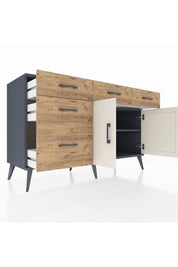 Kronos Konsol 2 Raflı 5 Çekmeceli 2 Kapaklı 132x59x83 - S606M046V15C