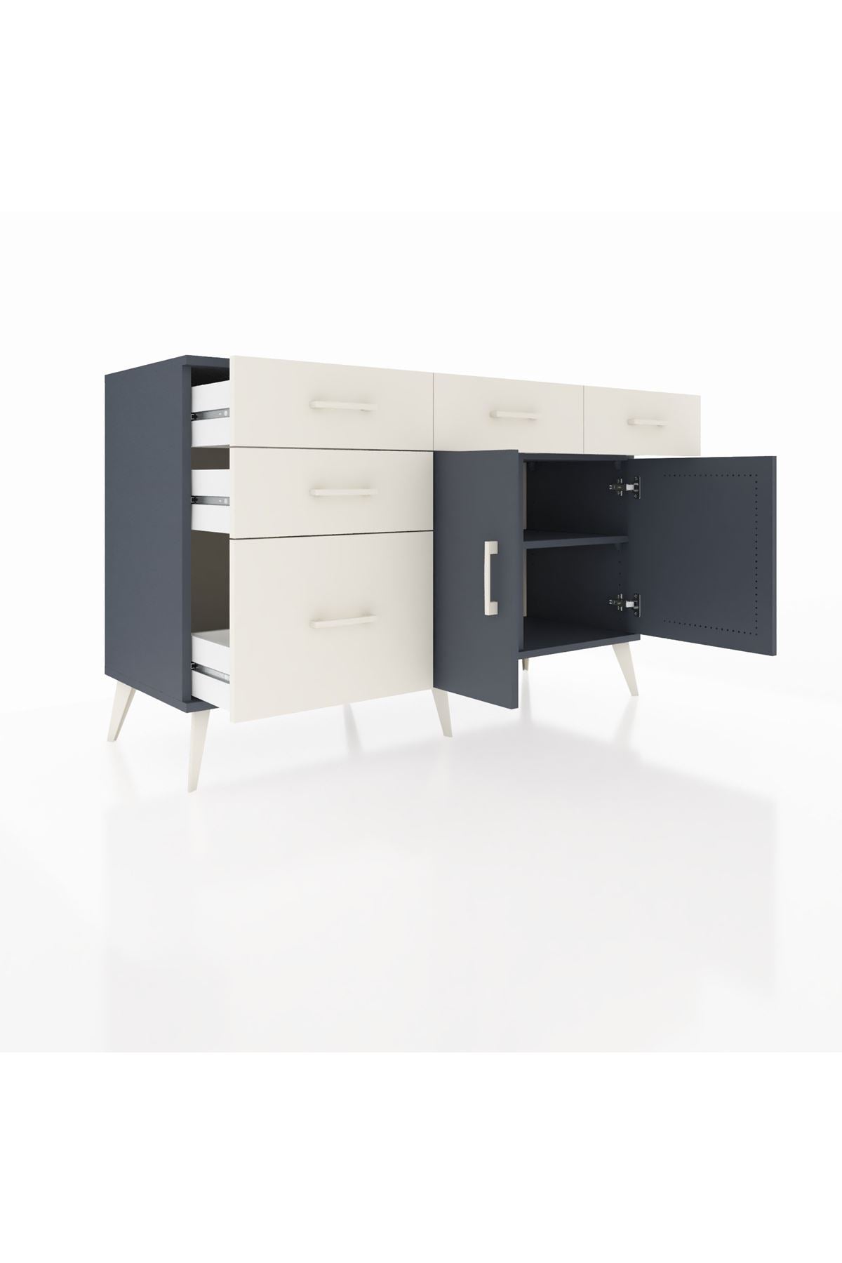 Kronos Konsol 2 Raflı 5 Çekmeceli 2 Kapaklı 132x59x83 - S606M046V16C