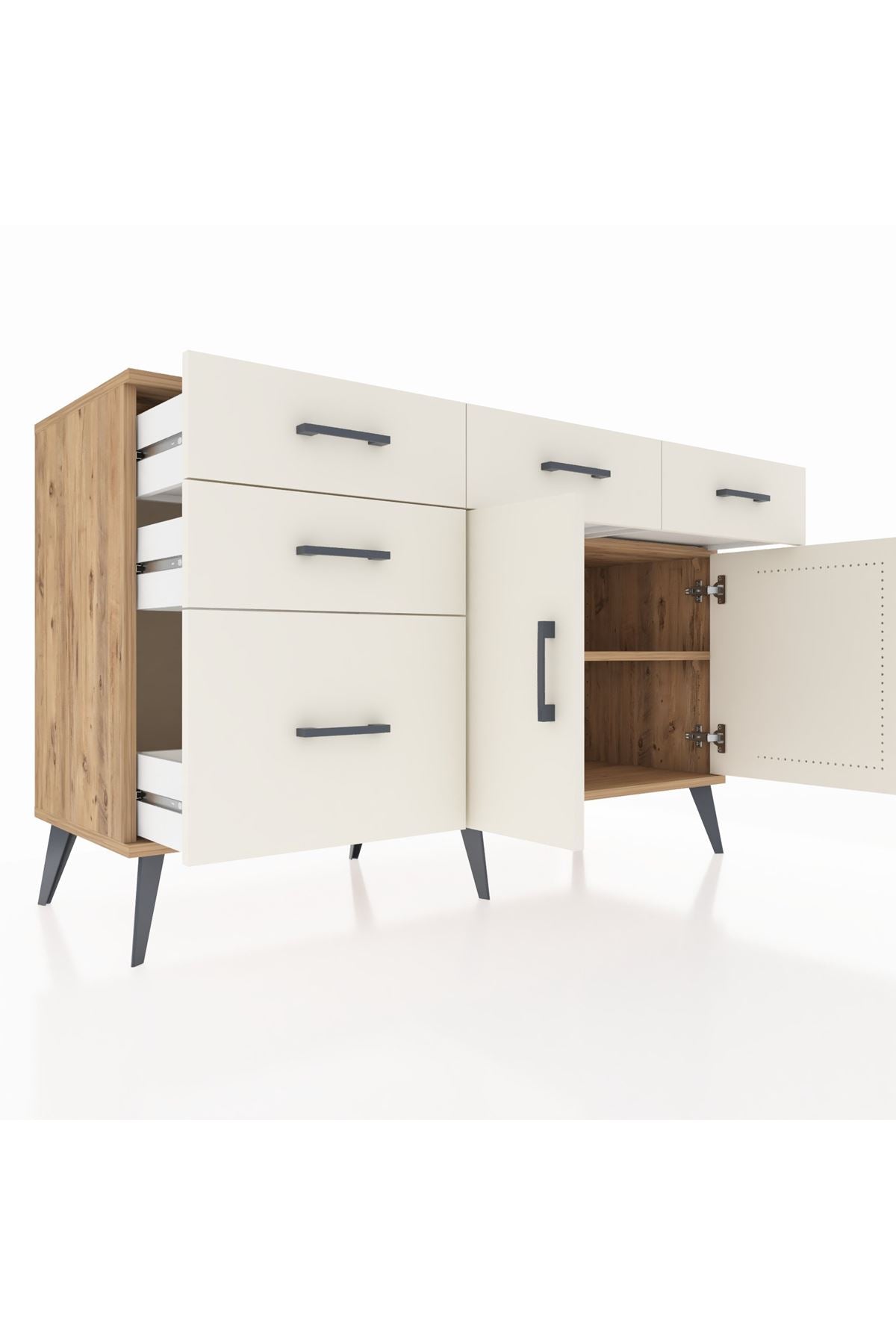Kronos Konsol 2 Raflı 5 Çekmeceli 2 Kapaklı 132x59x83 - S606M046V22C