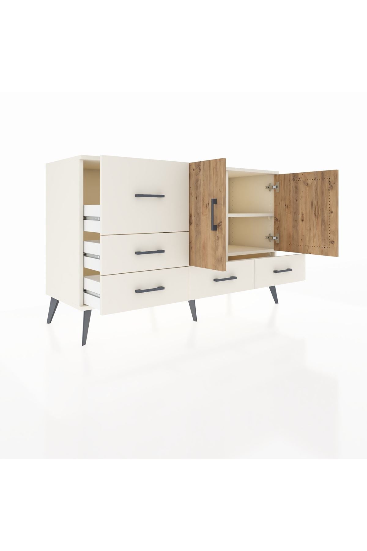 Kronos Konsol 4 Raflı 5 Çekmeceli 2 Kapaklı 132x59x83 - S606M047V01C
