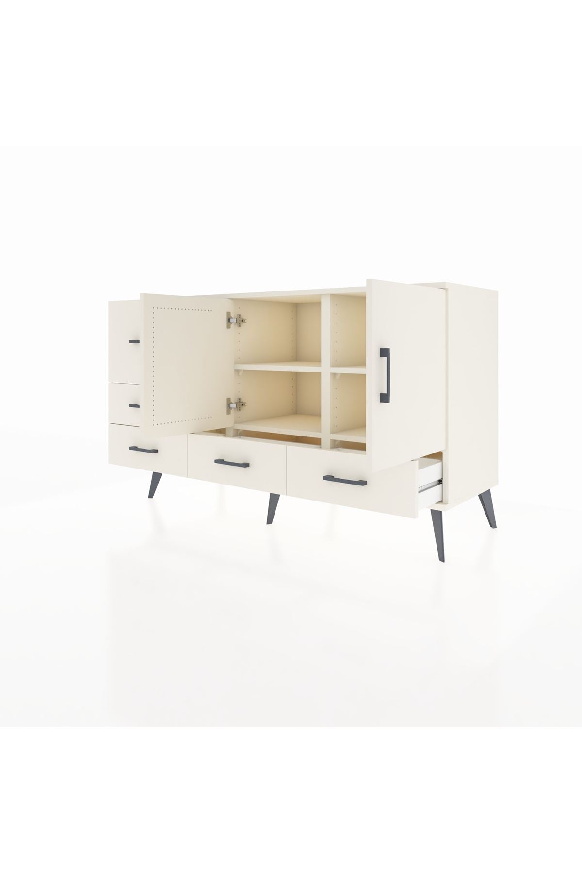 Kronos Konsol 4 Raflı 5 Çekmeceli 2 Kapaklı 132x59x83 - S606M047V04C