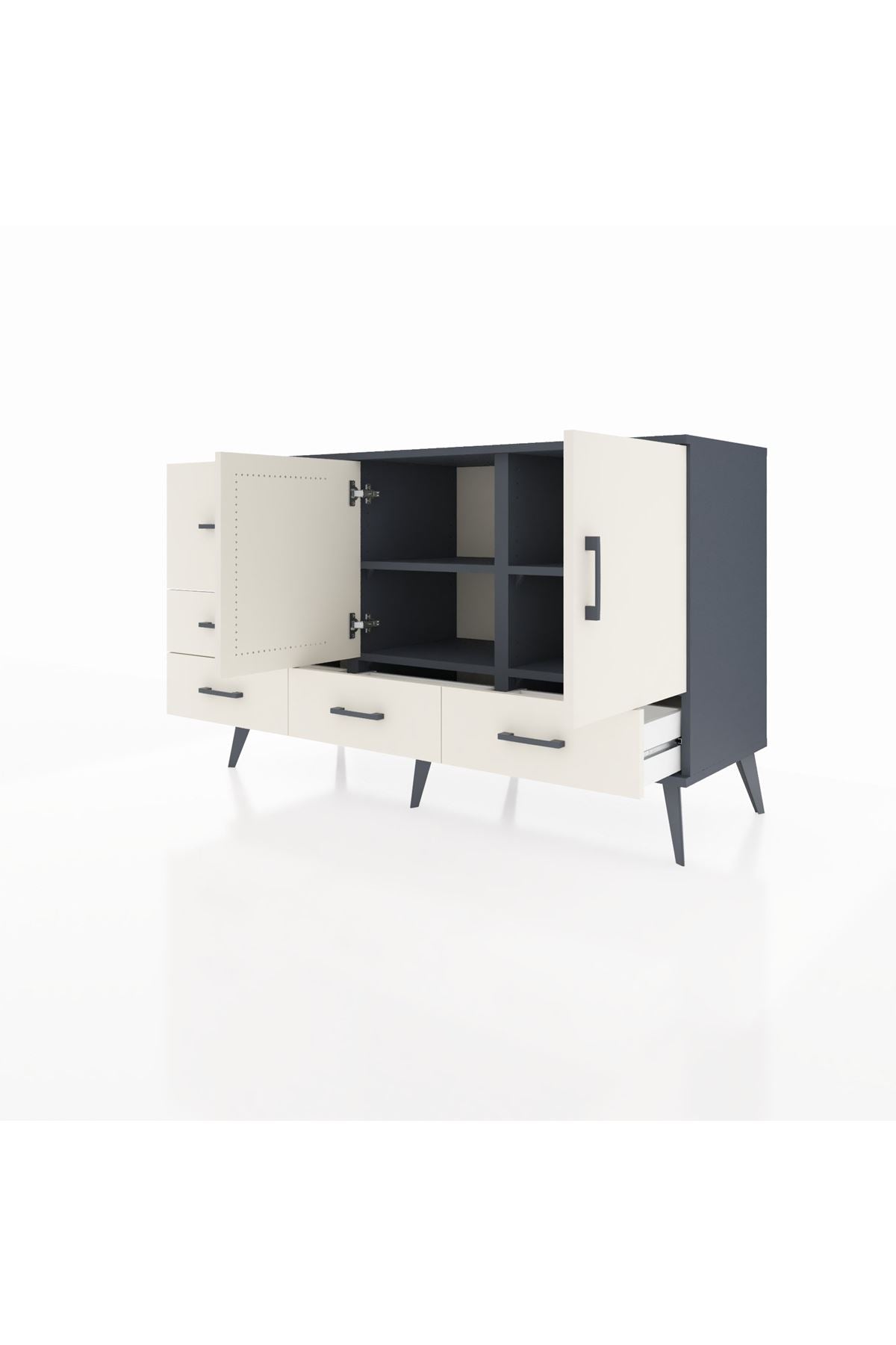 Kronos Konsol 4 Raflı 5 Çekmeceli 2 Kapaklı 132x59x83 - S606M047V13C